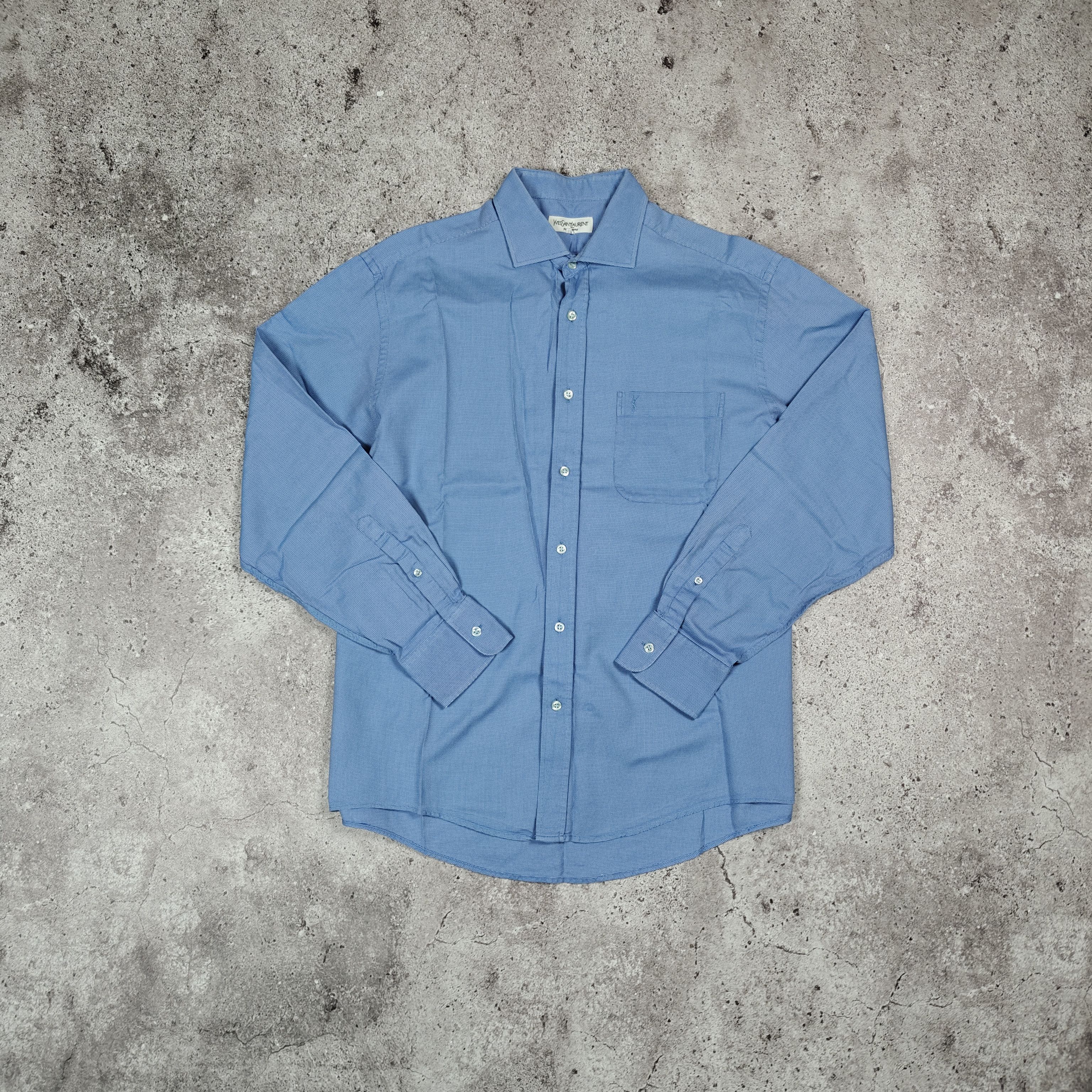 Yves Saint Laurent Yves Saint Laurent Shirt Blue Check YSL size 43 (XL) Size US XL / EU 56 / 4 - 1 Thumbnail