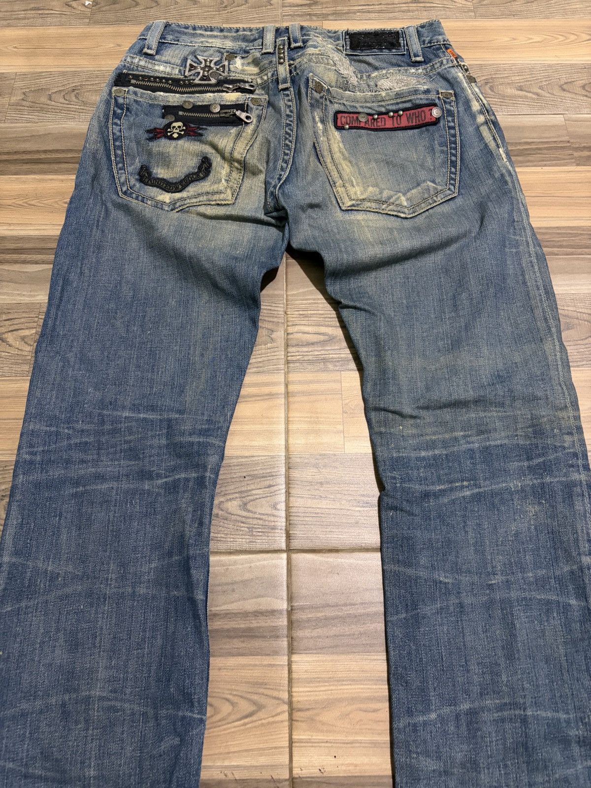 Robins Jeans ROBINS JEAN SKULL PUNK STUDDED ROCK AND ROLL JEANS SIZE 29 Size US 29 - 2 Thumbnail