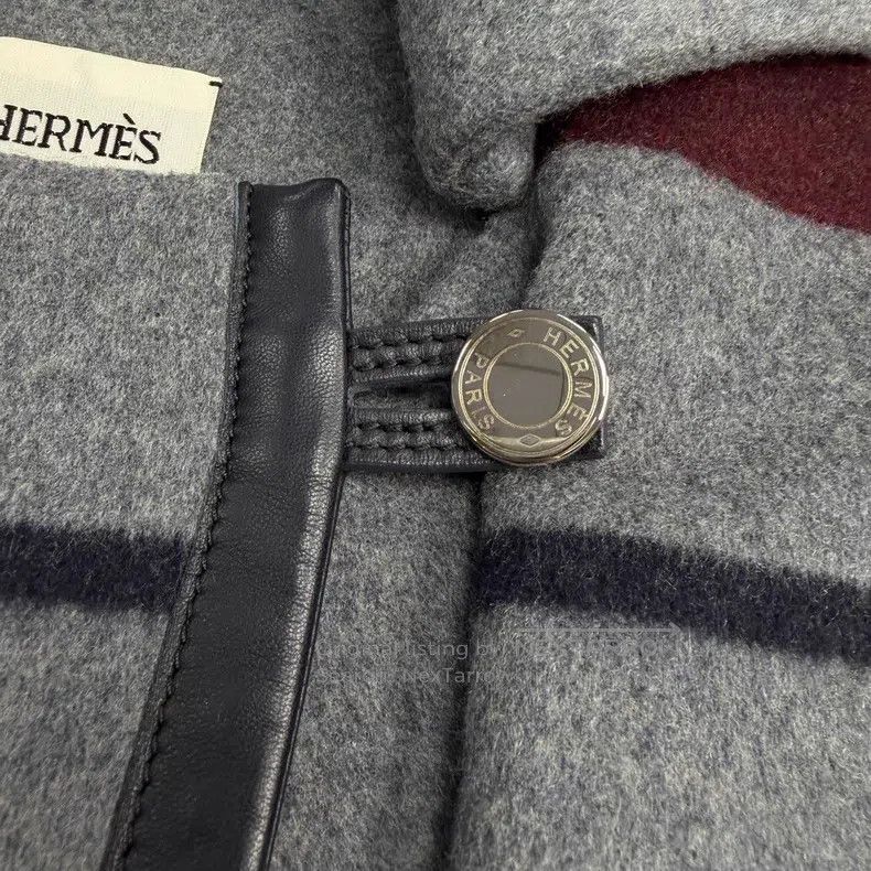 Hermes Hermes Gray Leather Edge Cashmere Tweed Jacket Size XS / US 0-2 / IT 36-38 - 7 Thumbnail