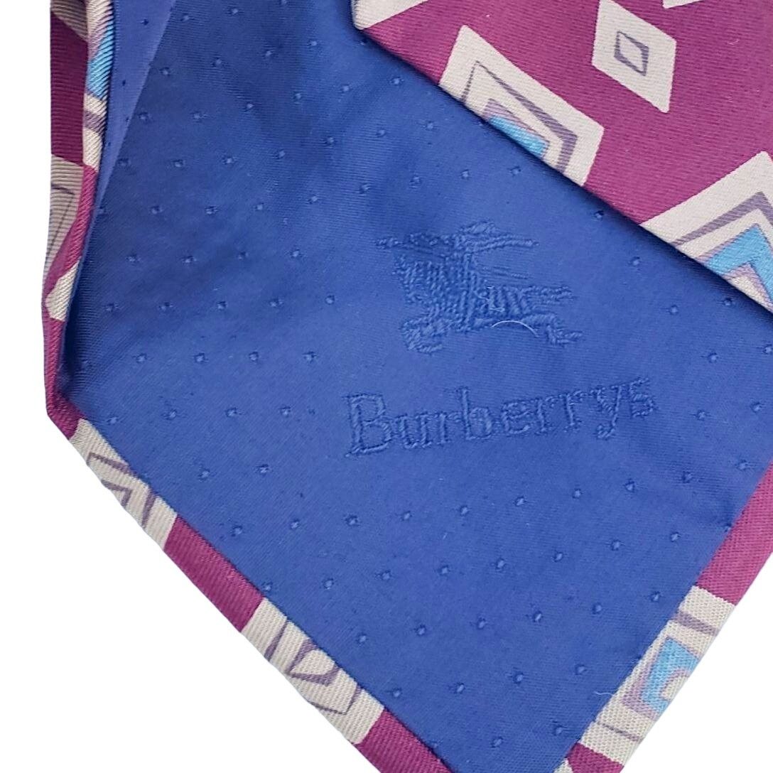 Burberry Burberrys of London Tie Silk Oxblood Abstract Pattern Cravat Size ONE SIZE - 7 Thumbnail