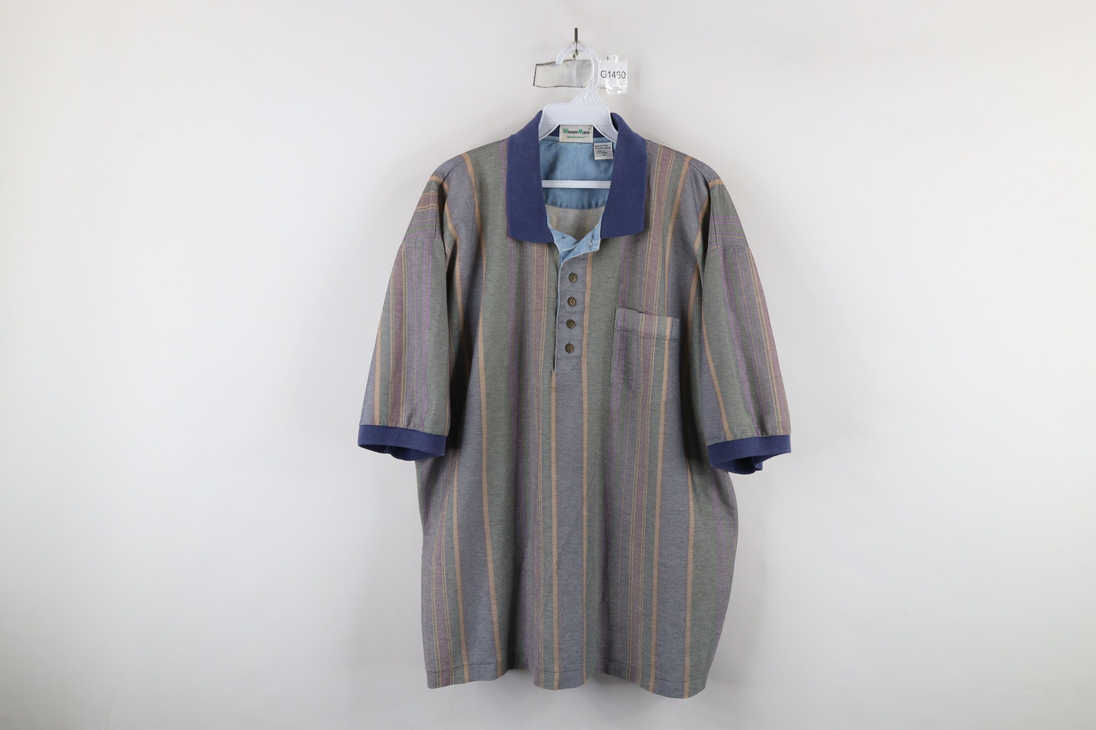 Vintage Vintage 90s Streetwear Baggy Fit Rainbow Striped Polo Shirt Size US XL / EU 56 / 4 - 1 Thumbnail