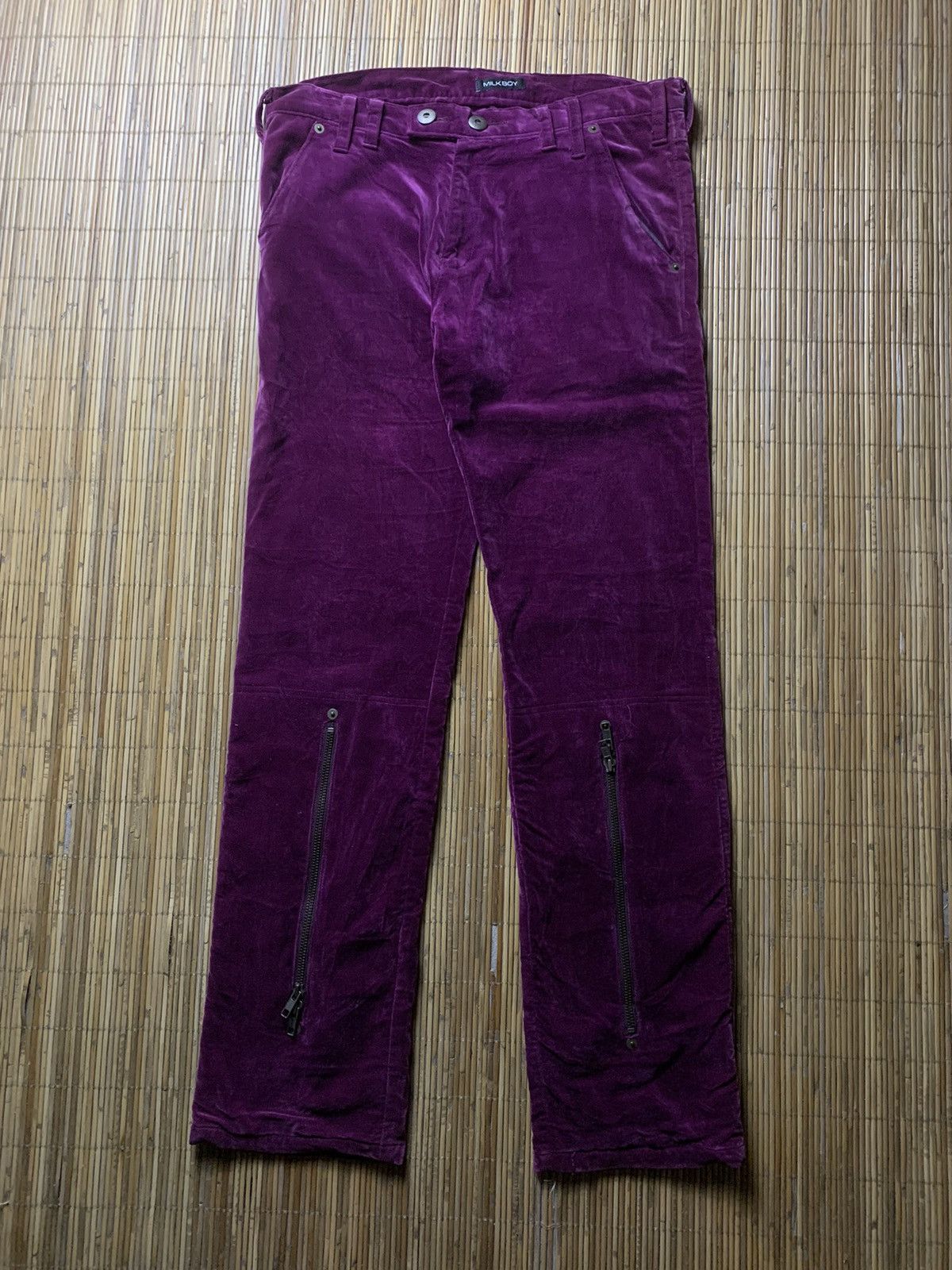 20471120 × Beauty Beast × Japanese Brand Milkboy Velvet Purple Zip Pants Size US 31 - 3 Thumbnail