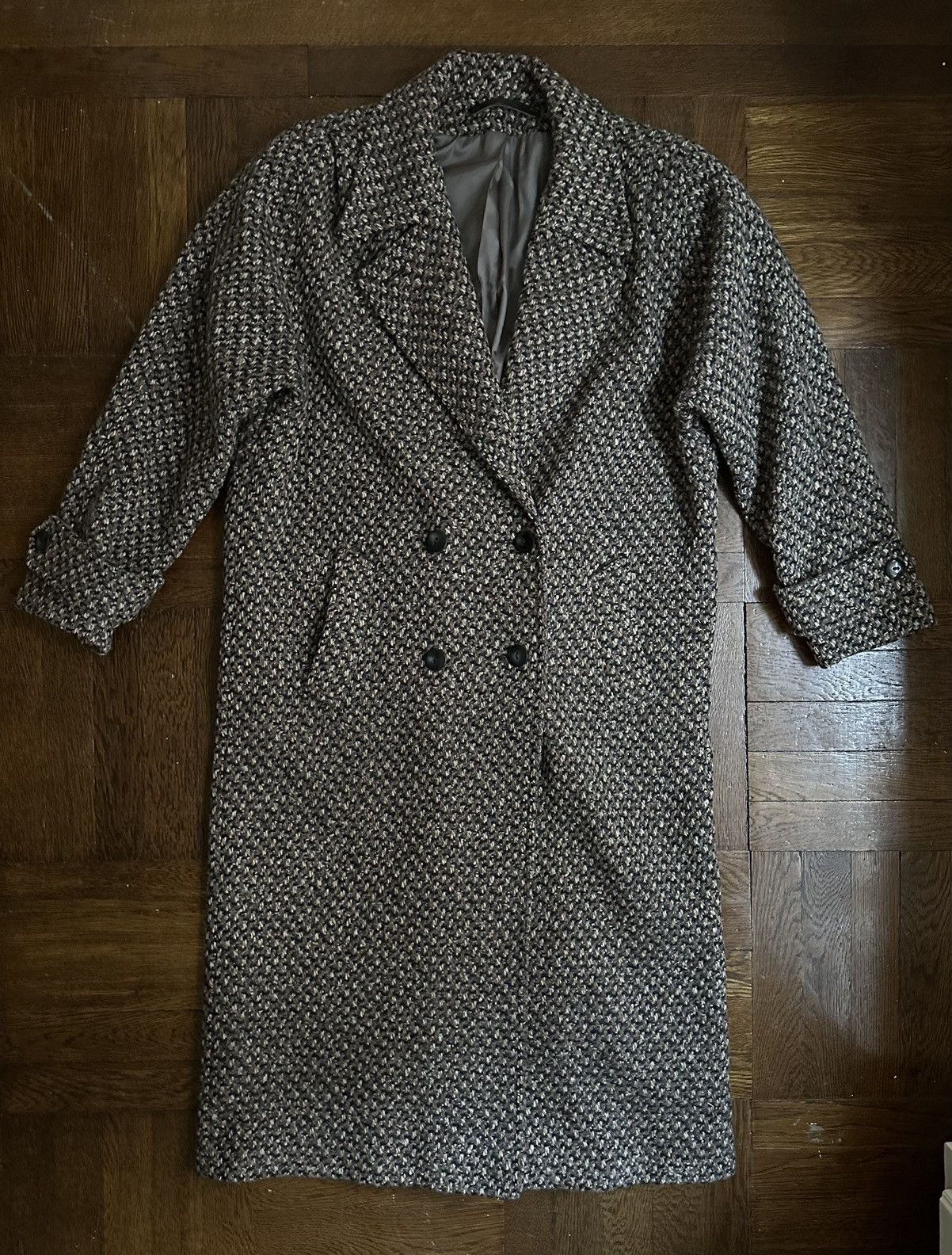 Vintage Vintage Wool Tweed Coat / Double Breasted Over Coat Size M / US 6-8 / IT 42-44 - 1 Thumbnail