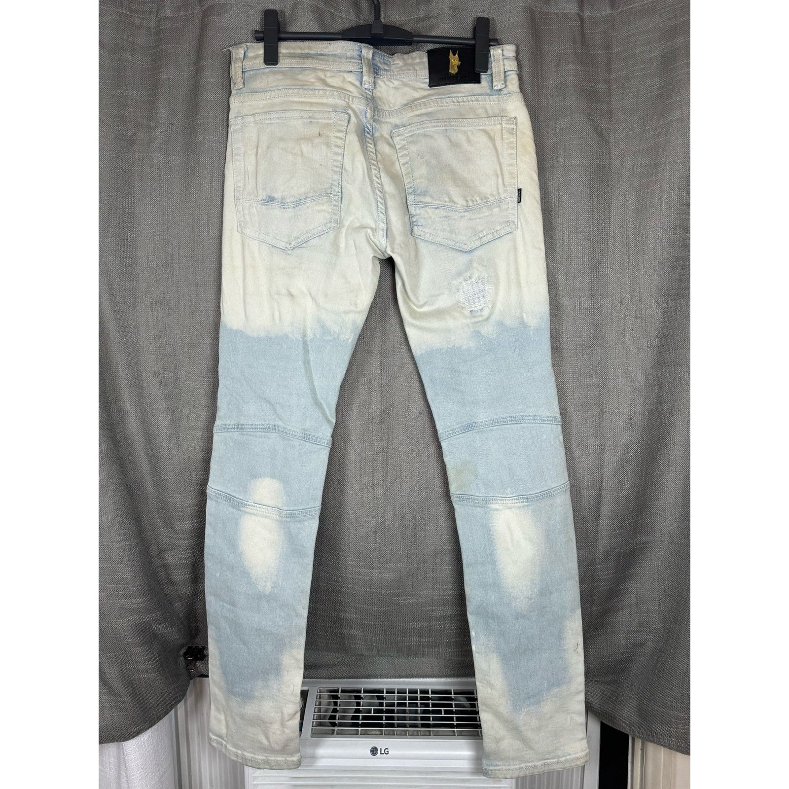 Unknown London Makobi Prado Biker Jeans With Rip & Repair Light Wash Mens Size US 30 / EU 46 - 2 Thumbnail