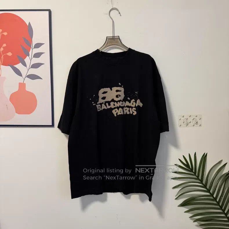 Balenciaga Balenciaga Black BB Ink Short Sleeve T-Shirt Size US M / EU 48-50 / 2 - 1 Thumbnail