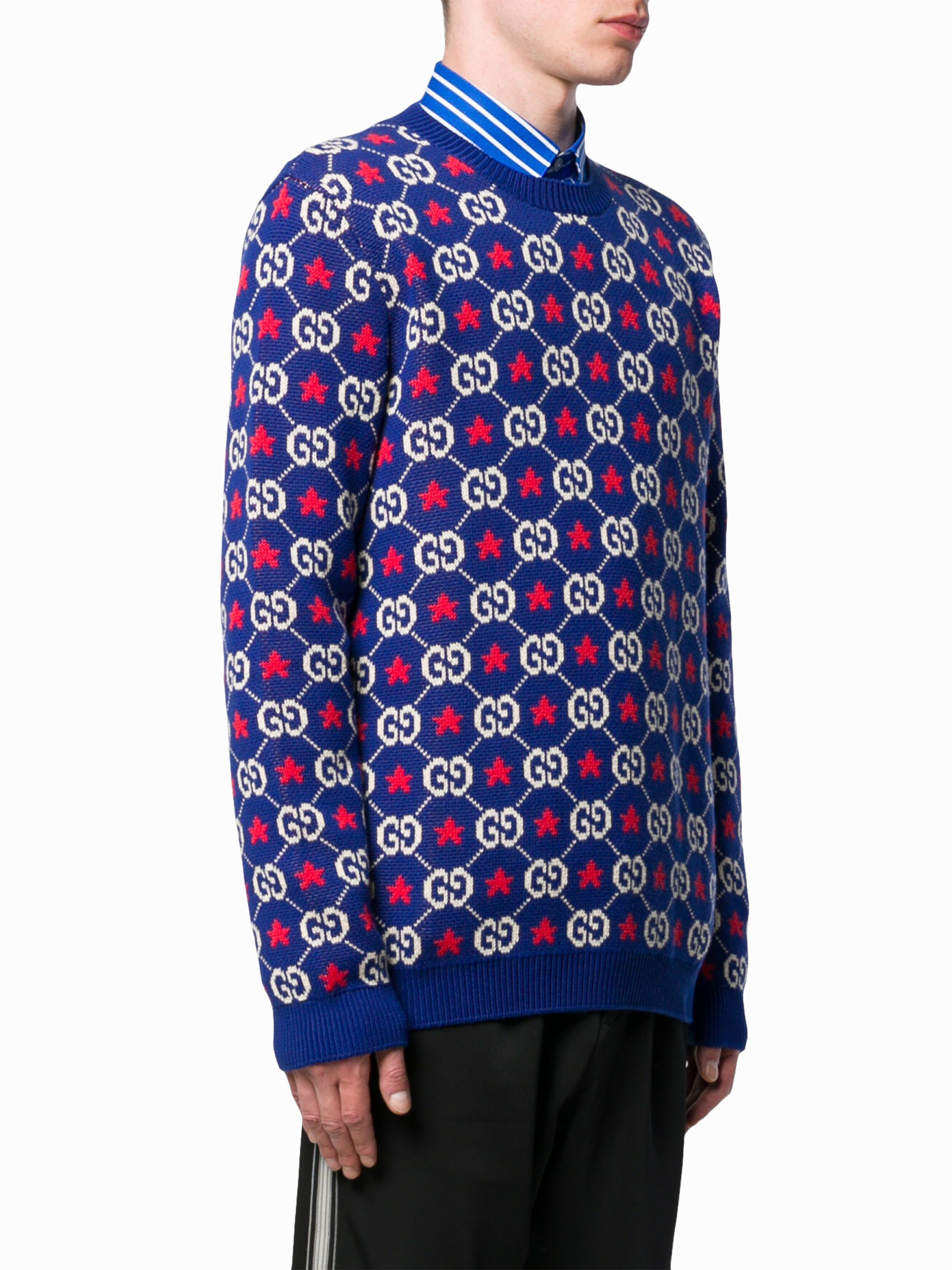 Gucci AUTHENTIC GUCCI LOGO-INTARSIA COTTON SWEATER Size US M / EU 48-50 / 2 - 7 Thumbnail
