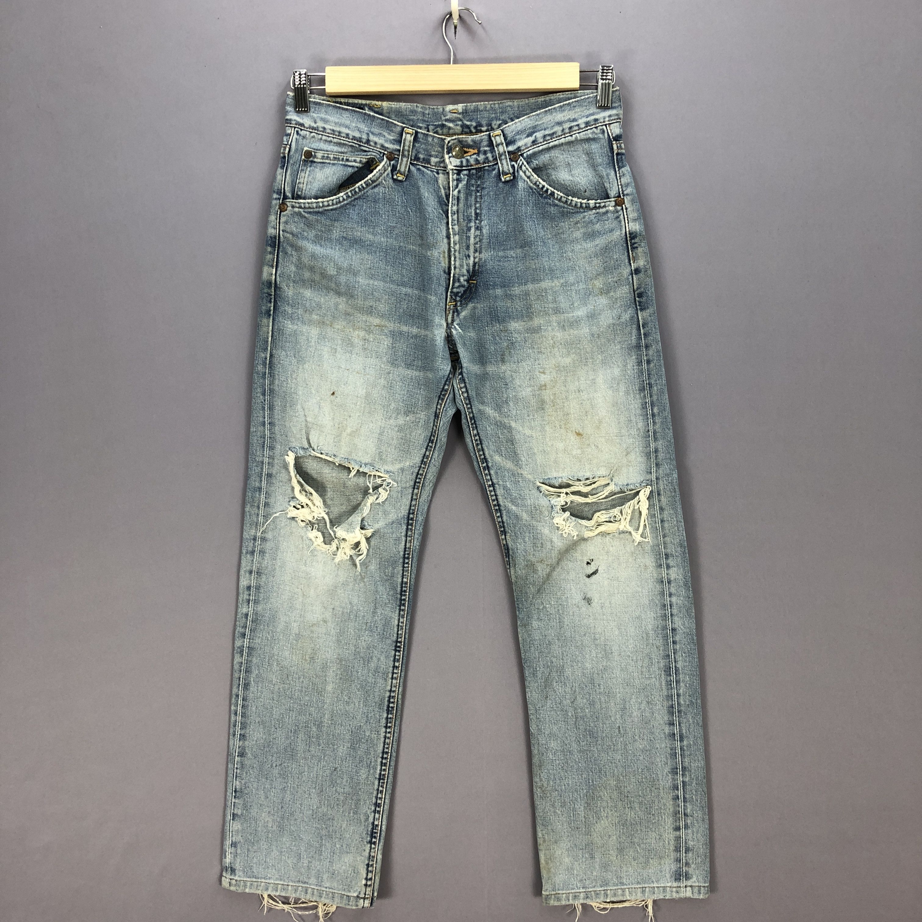Lee Vintage 80's Lee Selvedge Jeans Lee Distressed Faded Denim Size US 30 / EU 46 - 1 Thumbnail