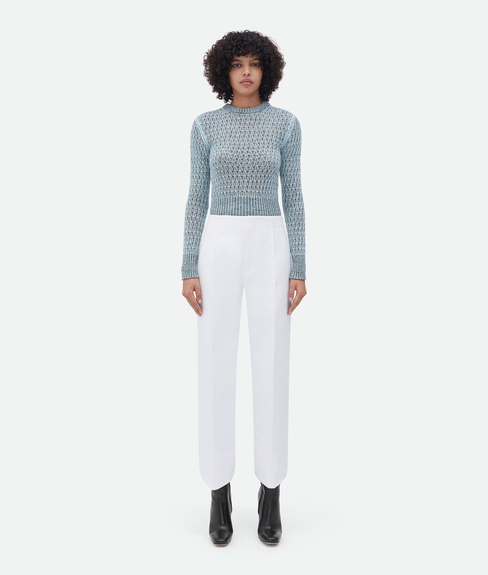 Bottega Veneta o1bcso1str0225 Curved Shape Cotton Twill Trousers in White Size 25" / US 0 / IT 36 - 1 Thumbnail