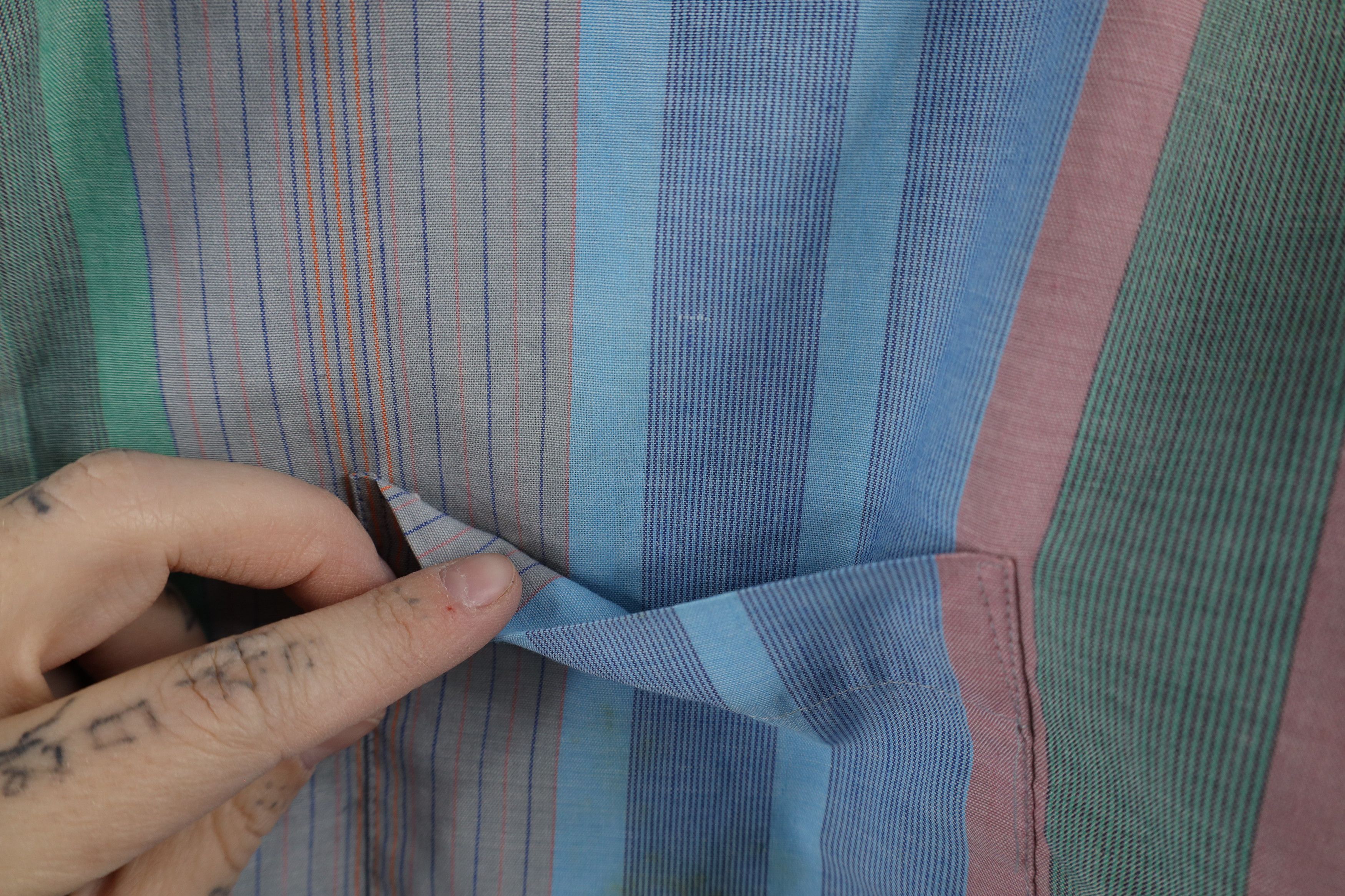 Vintage Vintage 90 Streetwear Pastel Rainbow Striped Button Shirt Size US XL / EU 56 / 4 - 5 Thumbnail