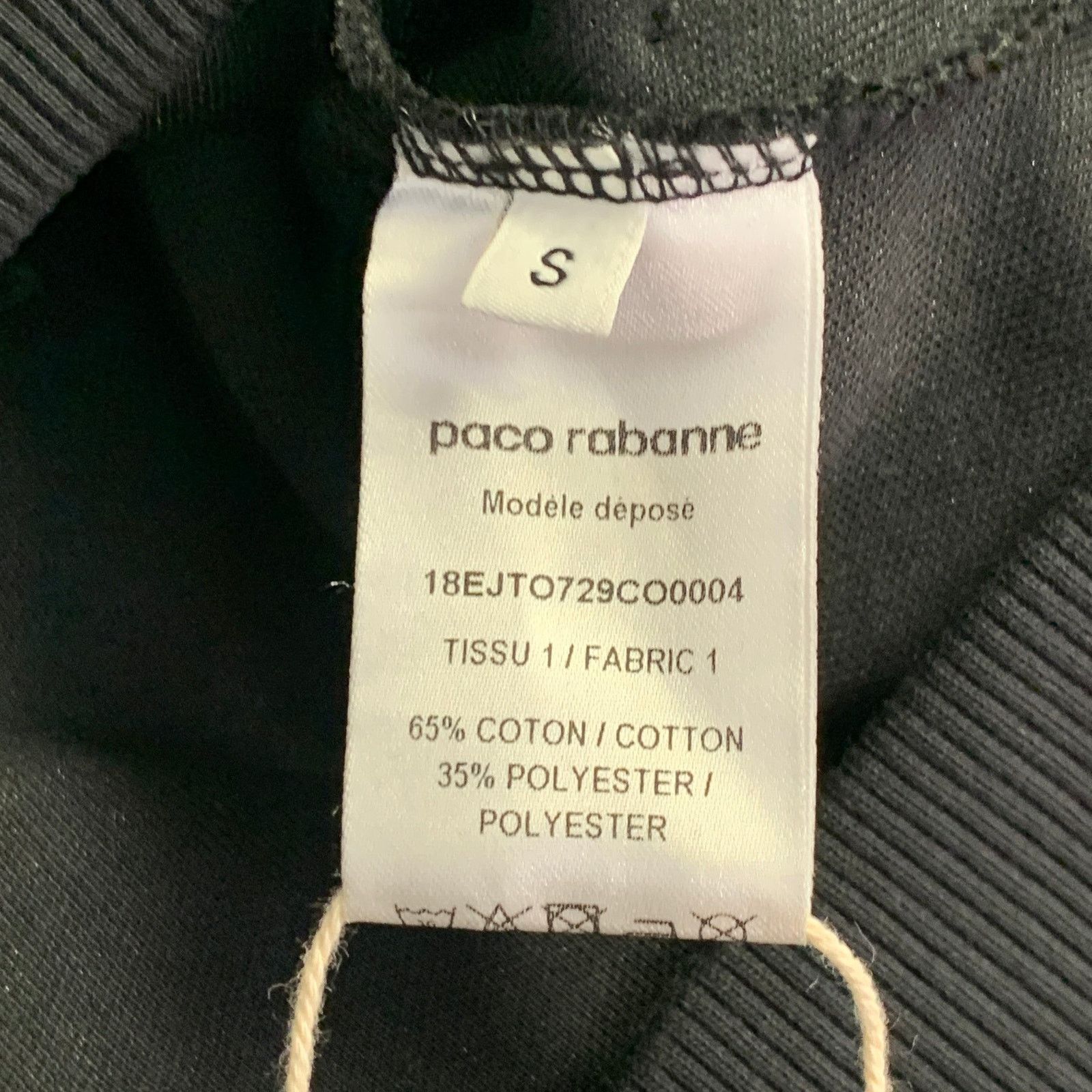 Paco Rabanne S Black Cotton Blend Cutout Logo Hooded Pullover Size S / US 4 / IT 40 - 5 Thumbnail