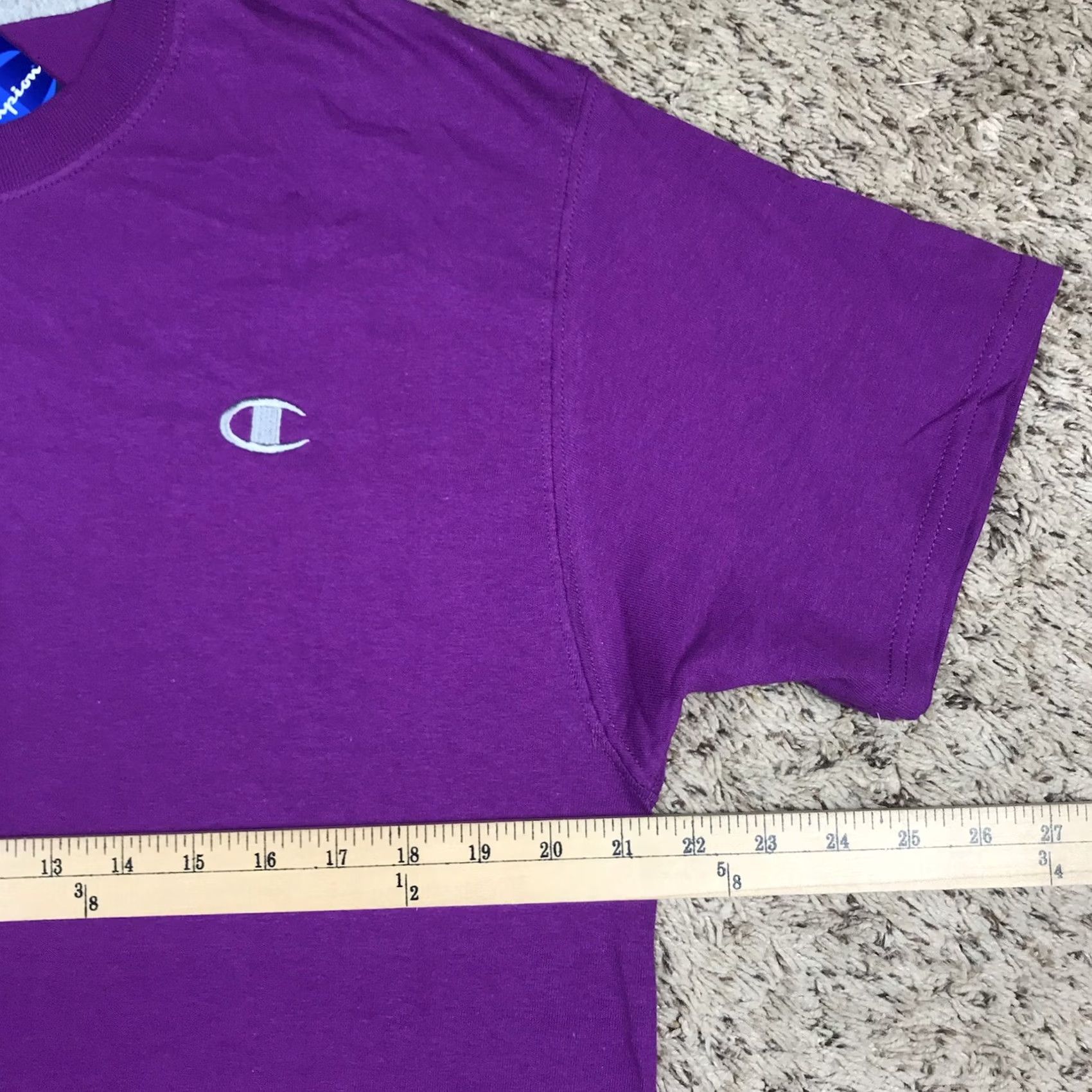 Champion VINTAGE? No — Champion Shirt Mens Large Purple Short Sleeve T-Shirt Embroidered Logo Size US L / EU 52-54 / 3 - 7 Thumbnail