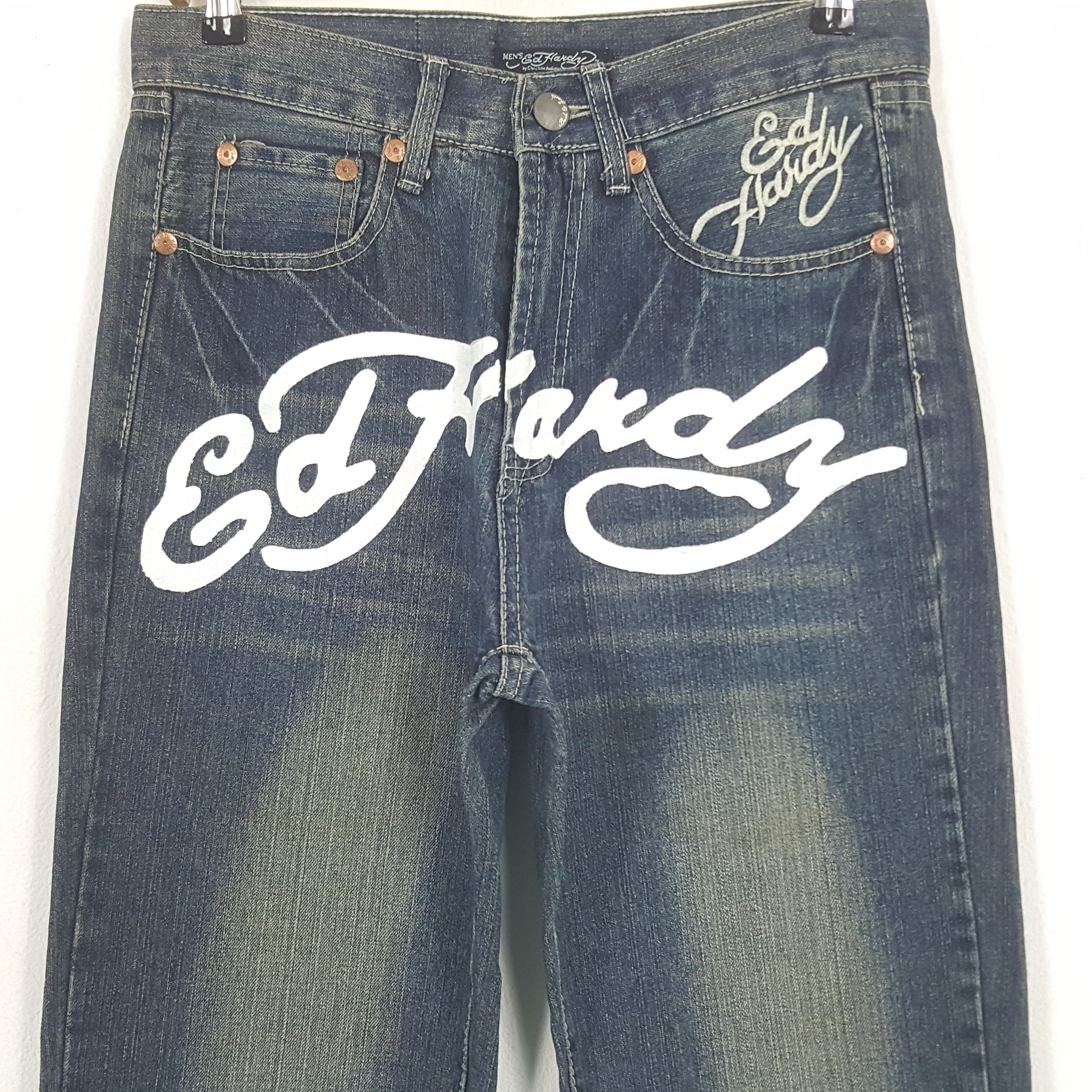 Ed Hardy × Vintage Vintage Ed Hardy Custom Logo Spell Out Denim Jeans Size US 30 / EU 46 - 2 Thumbnail