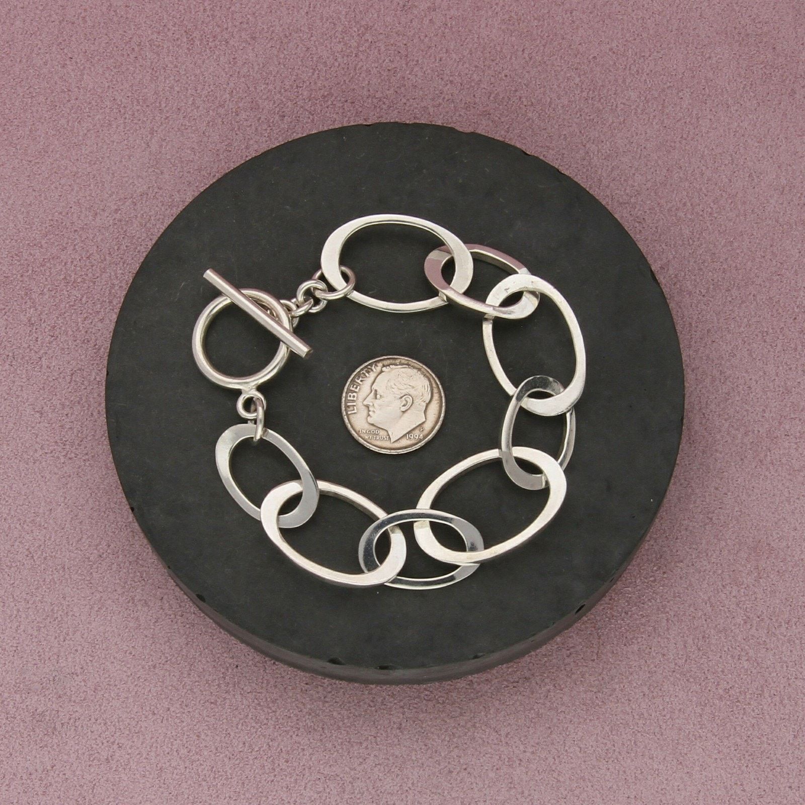 Sterling Silver sterling silver oval link chain toggle bracelet size 6in Size ONE SIZE - 2 Thumbnail