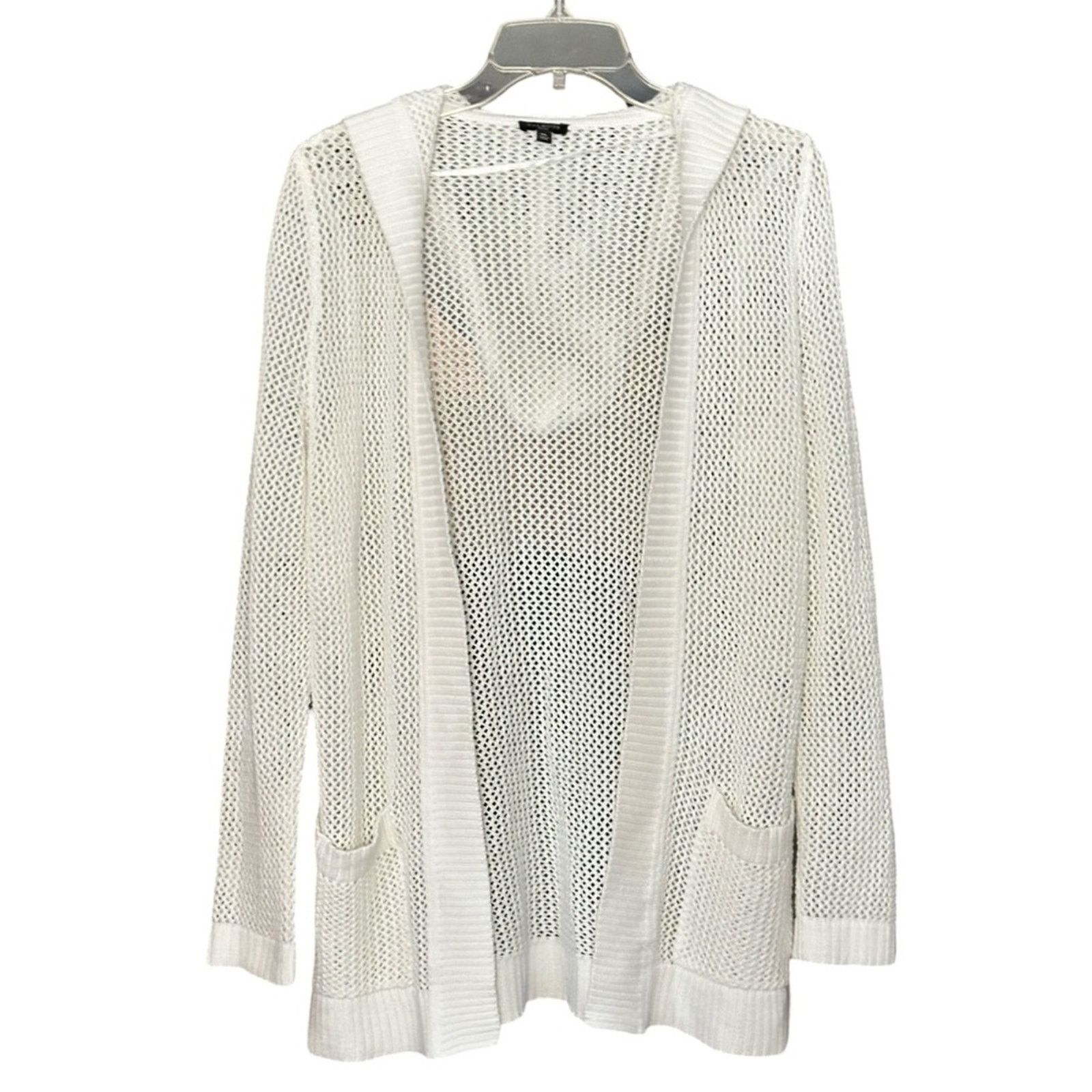 Other Talbots White Soft Mesh Cotton Open Long Sleeved Hoodie Size M / US 6-8 / IT 42-44 - 1 Thumbnail