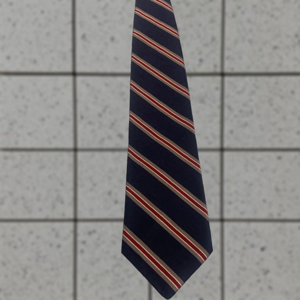 Stafford VINTAGE Stafford Silk Wide Striped Necktie 90s Men Repp Blue Red Silver Gray Read 4x58 Tie Size ONE SIZE - 1 Thumbnail