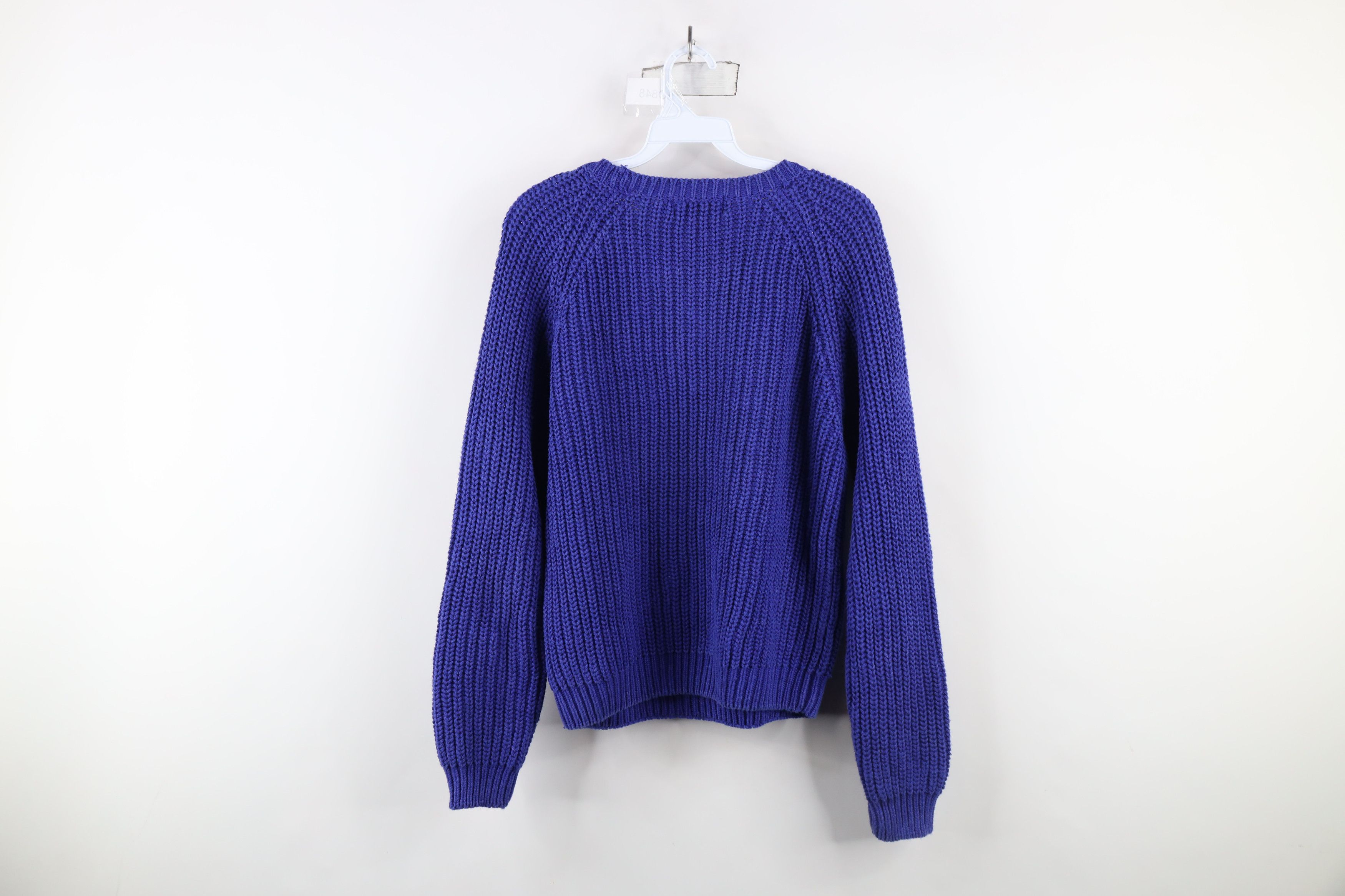 L.L. Bean × Vintage Vintage 90s LL Bean Blank Chunky Ribbed Knit Sweater Blue Size S / US 4 / IT 40 - 11 Thumbnail