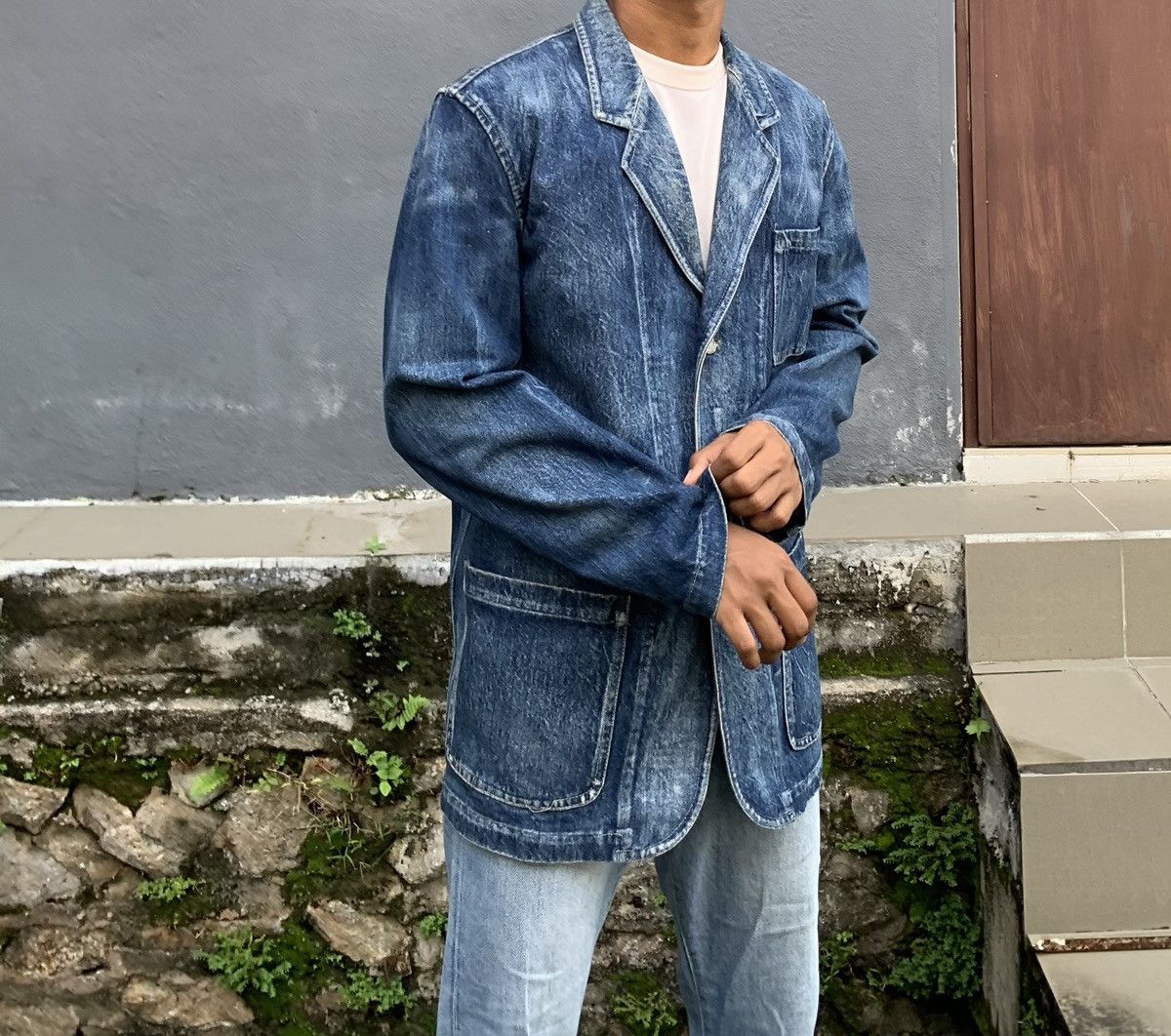 Yohji Yamamoto 👹VINTAGE YOHJI YAMAMOTO DENIM BLAZER JACKET Size US M / EU 48-50 / 2 - 3 Thumbnail