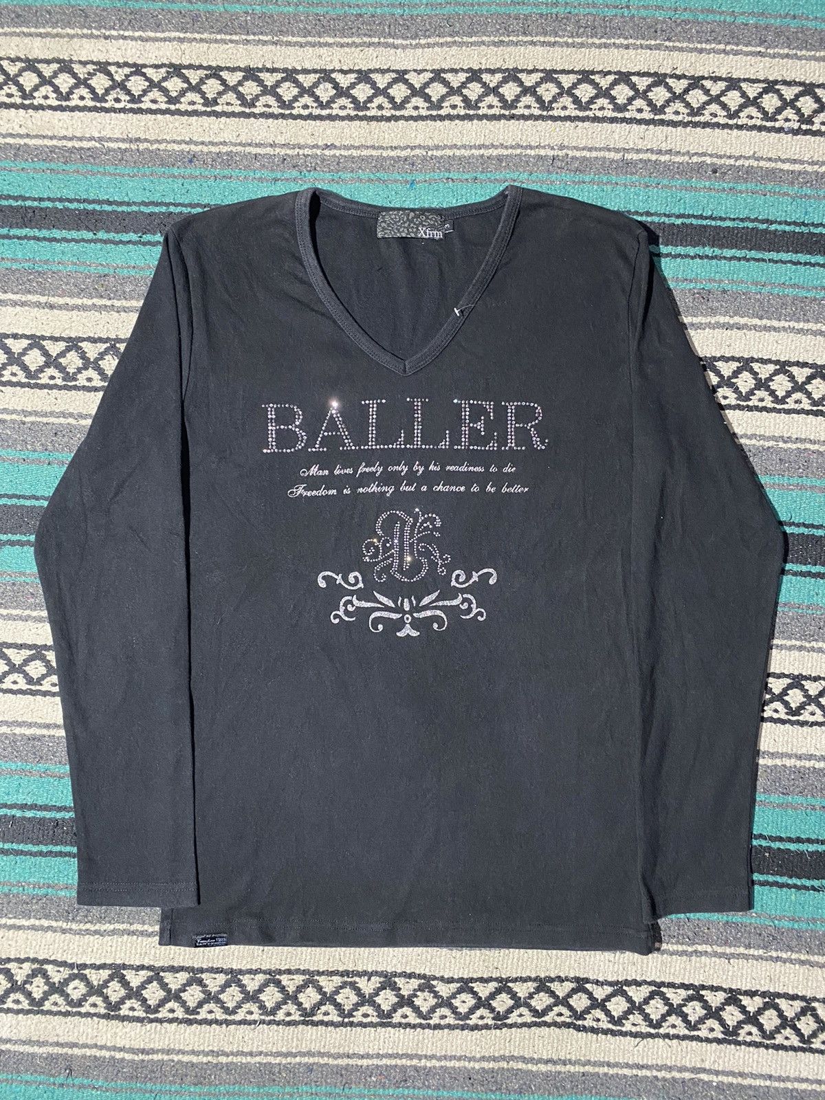 Le Grande Bleu (L.G.B.) 2000s XFRM - Vkei Studded Glitter Poem Longsleeve Shirt Size US L / EU 52-54 / 3 - 1 Thumbnail