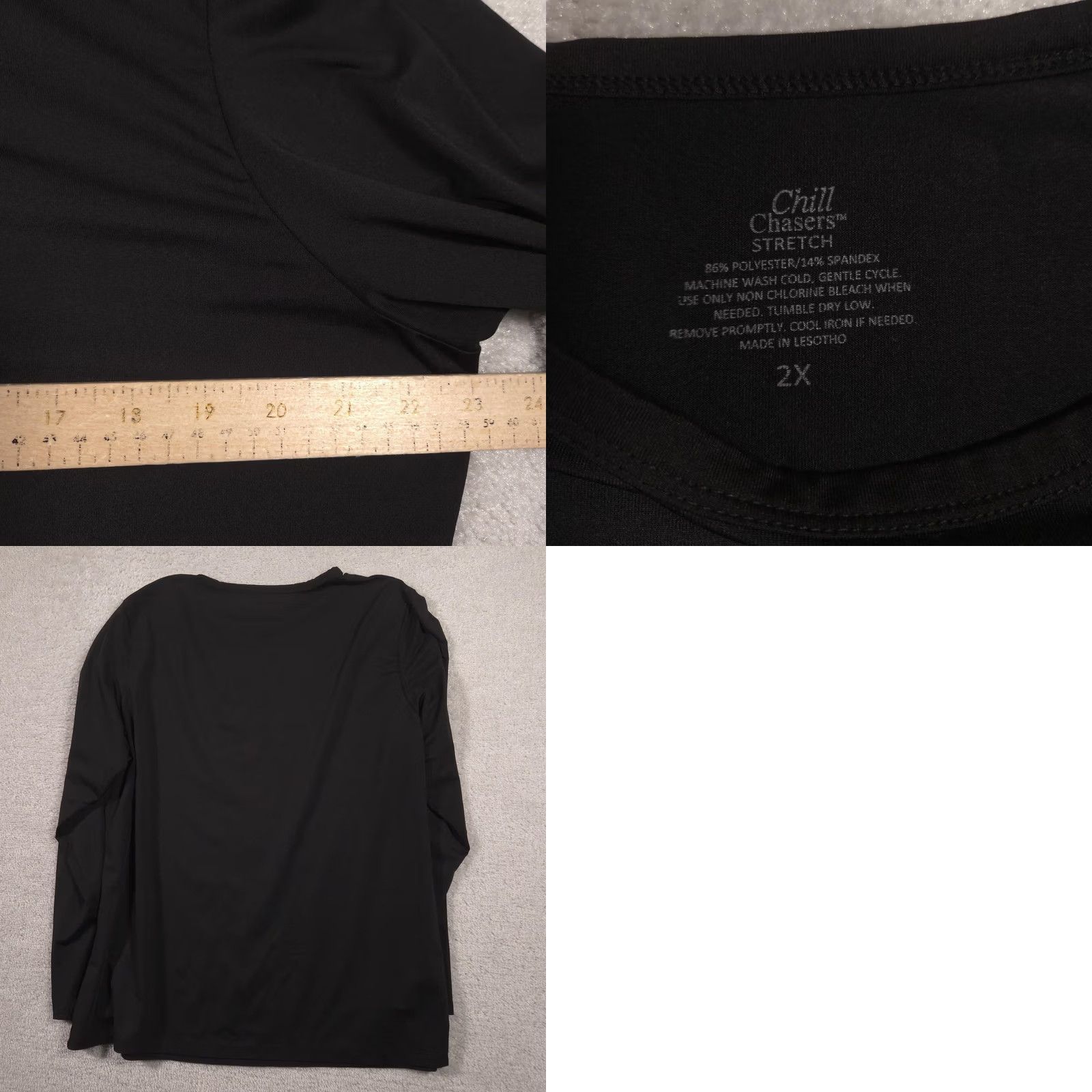 Vintage Chill Chasers Shirt Womens 2X Black Stretch Tagless Base Layer Long Johns Thermal Long Sleeve T-Shirt Size XXL / US 16-18 / IT 52-54 - 8 Thumbnail