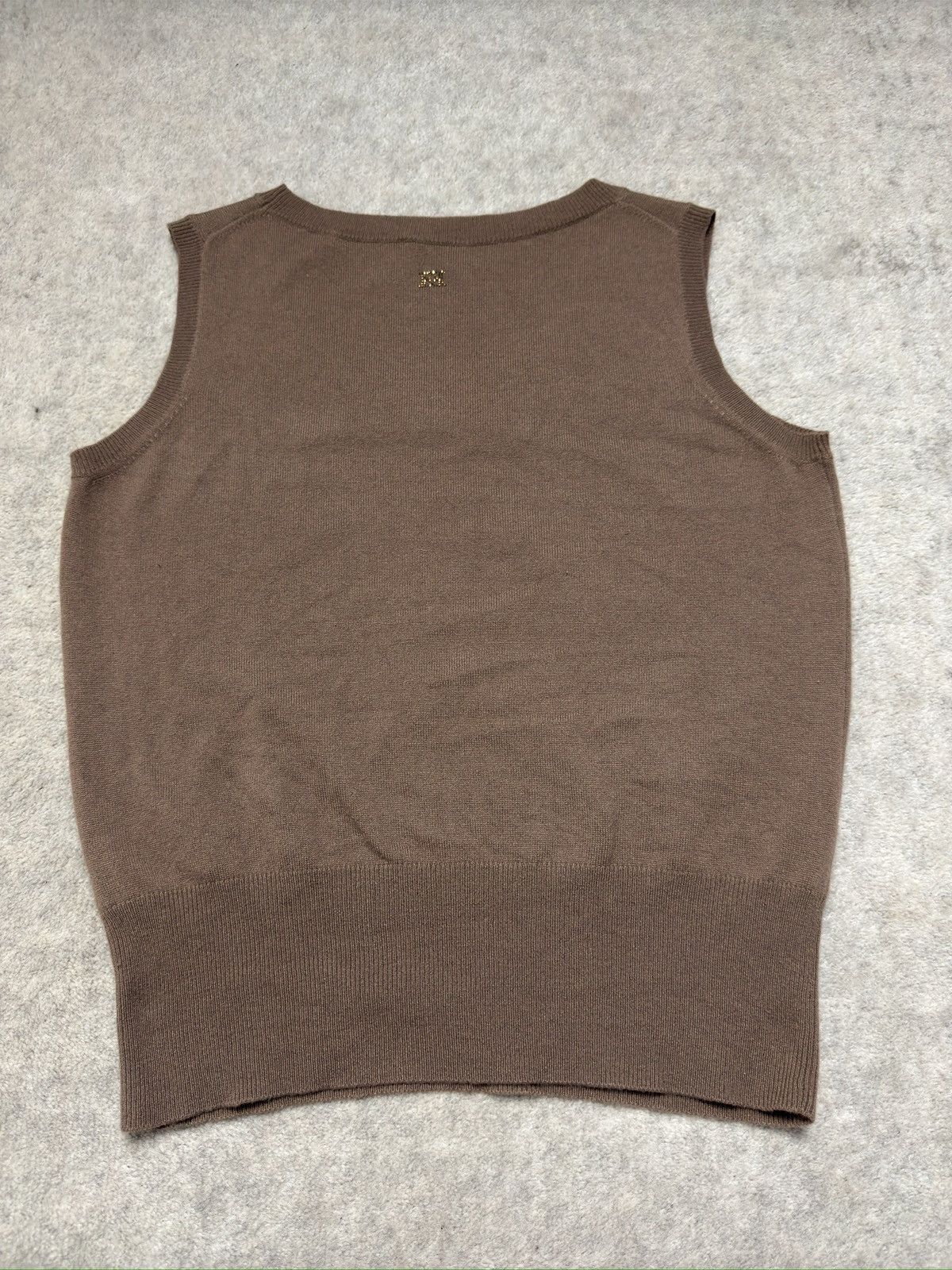 Escada sleeveless sweater 100% cashmere Escada brown rhinestones Size L / US 10 / IT 46 - 6 Thumbnail