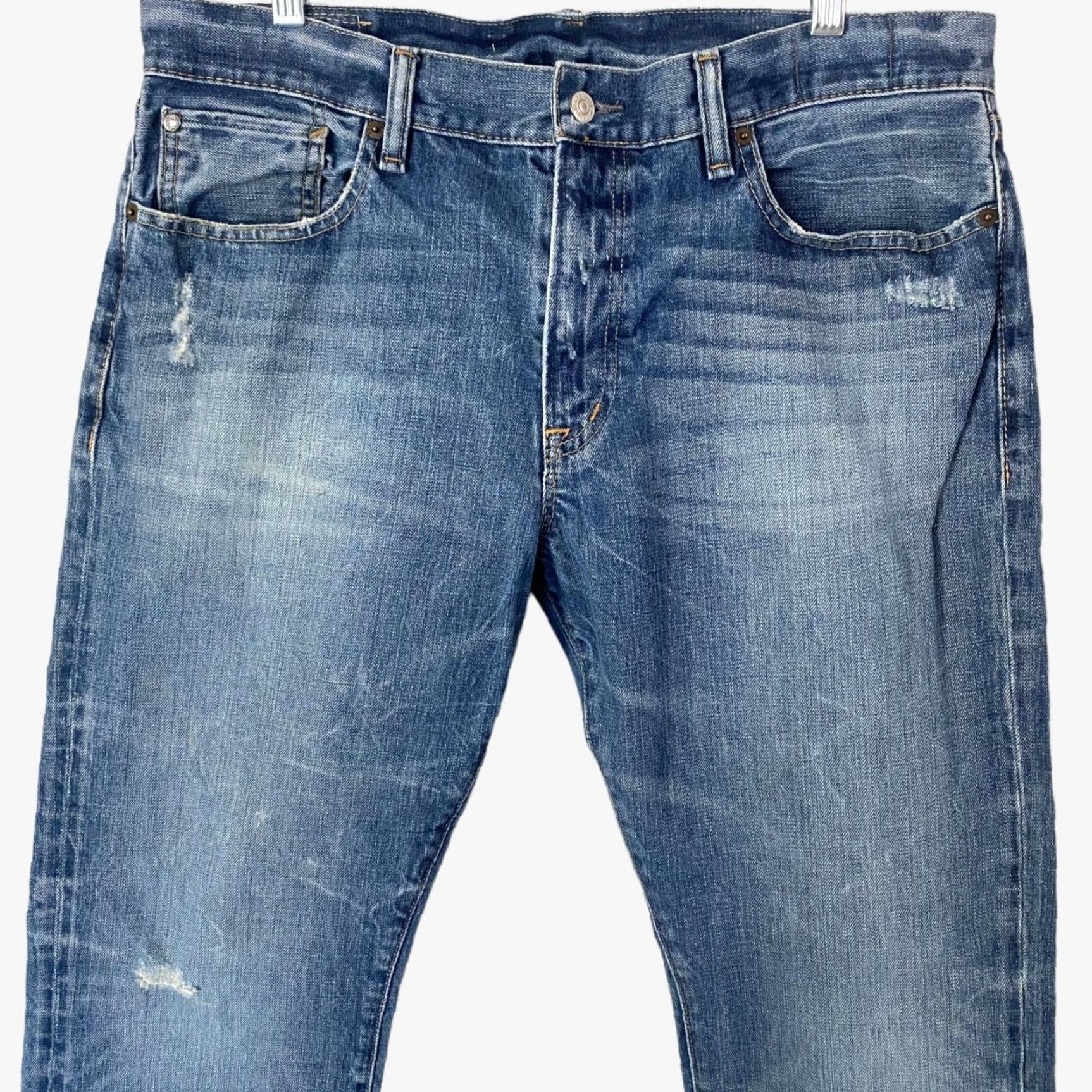 Ralph Lauren Ralph Lauren Denim & Supply Jeans Medium Wash Distressed Straight-Leg Mens 36X30 Jeans 5-Pocket Blue Cotton Denim Regular 36 30 Inseam Mens Stretch? Size US 36 / EU 52 - 5 Thumbnail