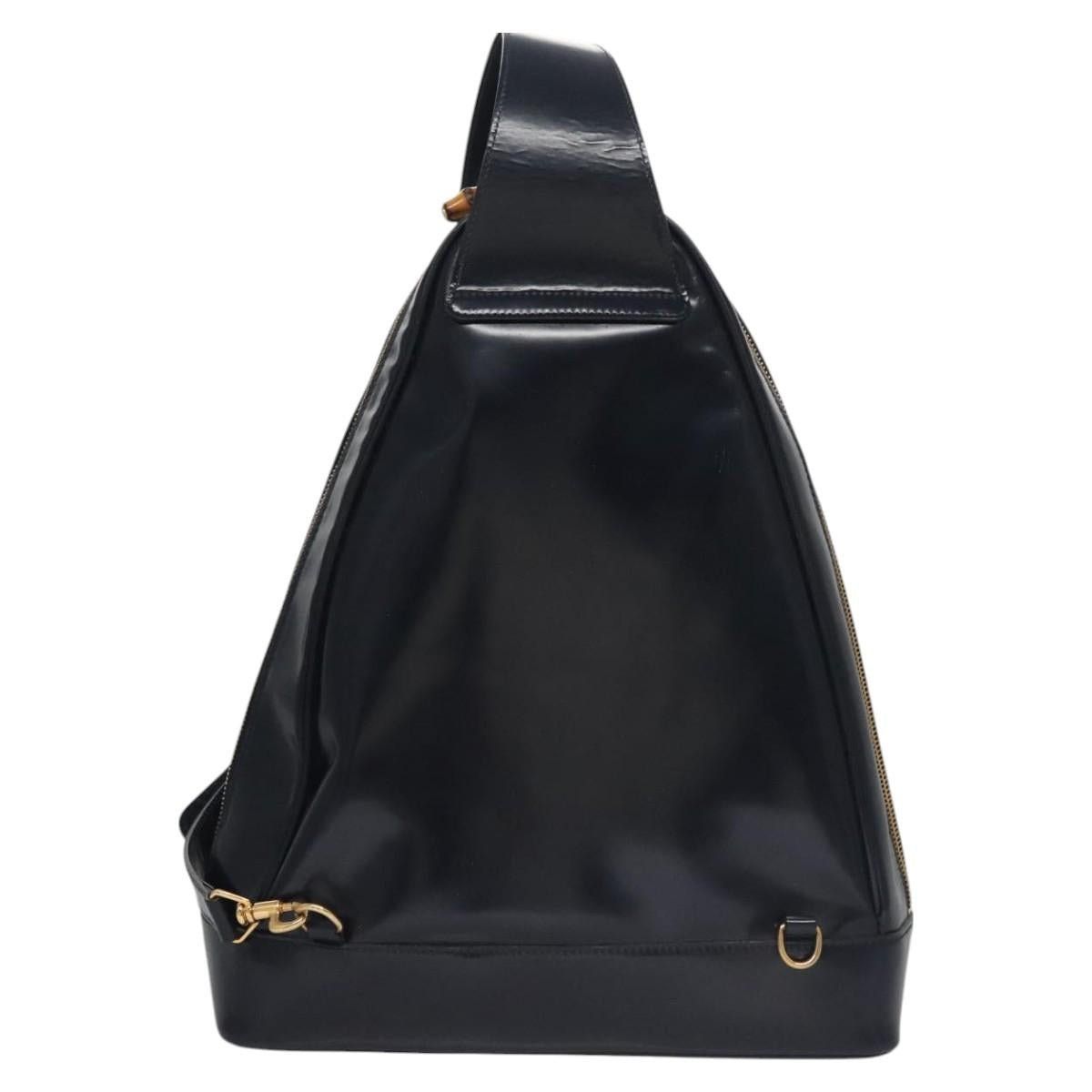 Gucci GUCCI Bamboo Body Bag Patent Leather Navy Gold Size ONE SIZE - 3 Thumbnail