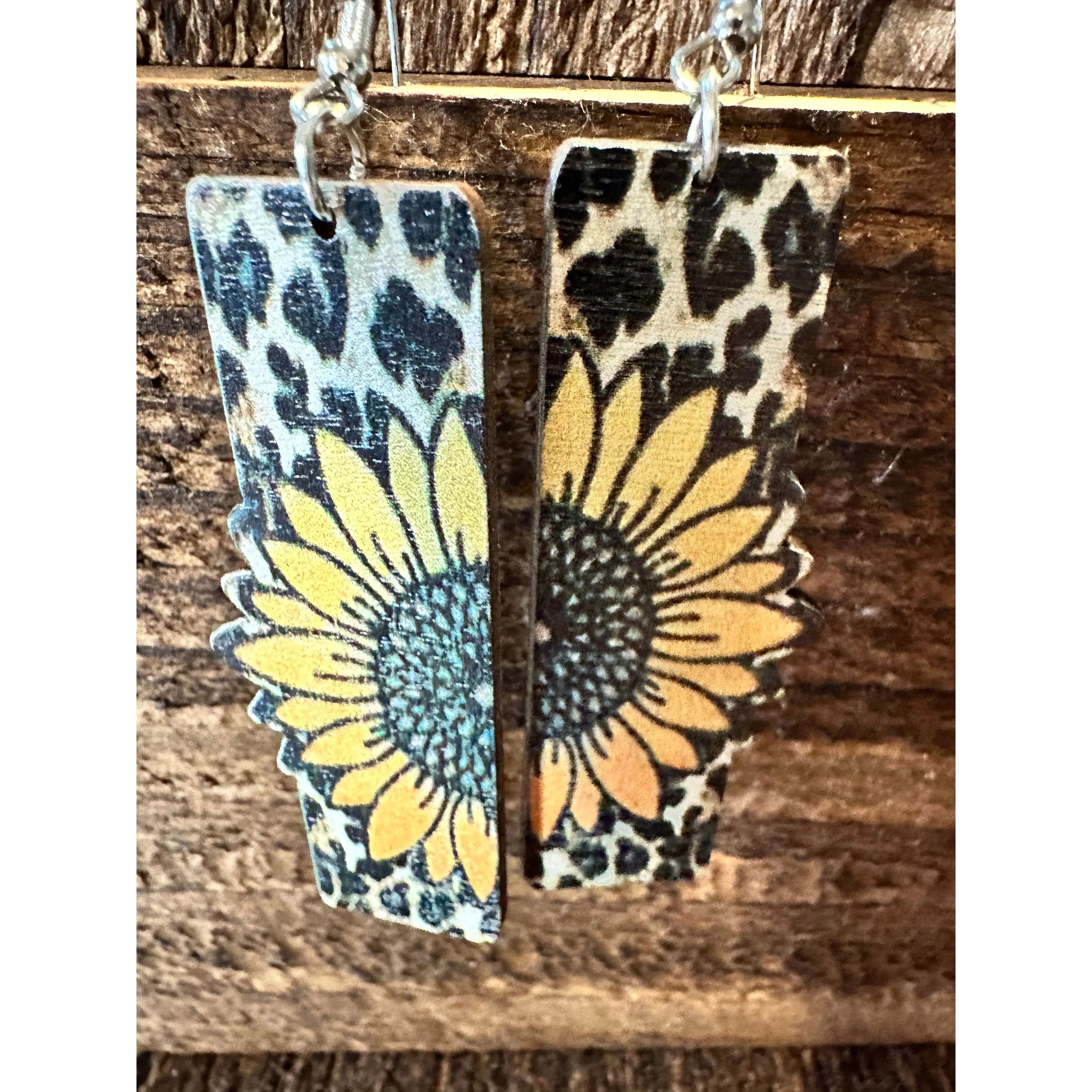 Other Boho Hippie Western Sunflower Stamped Leather Drop Wire Earr Size ONE SIZE - 3 Thumbnail