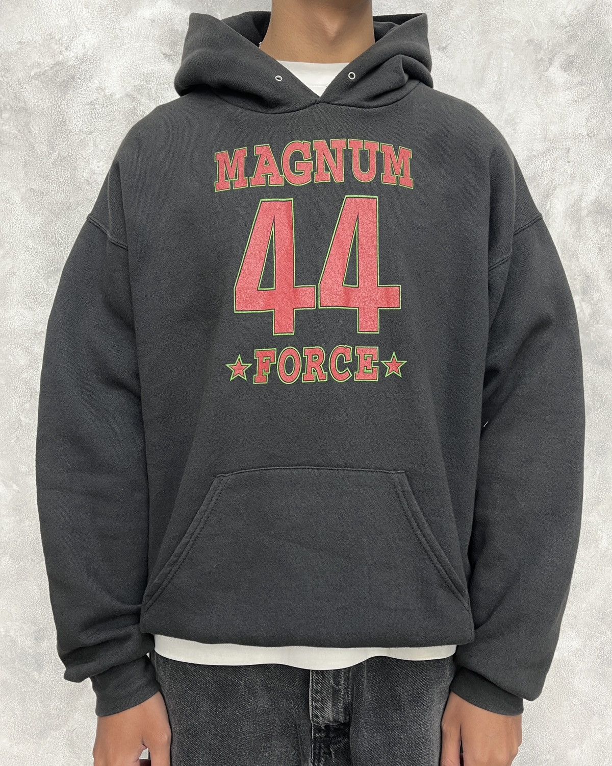 Lee × Russell Athletic × Vintage 1990’s - Vintage Magnum Force 1973 Movie Black Hoodie Size US XL / EU 56 / 4 - 6 Thumbnail
