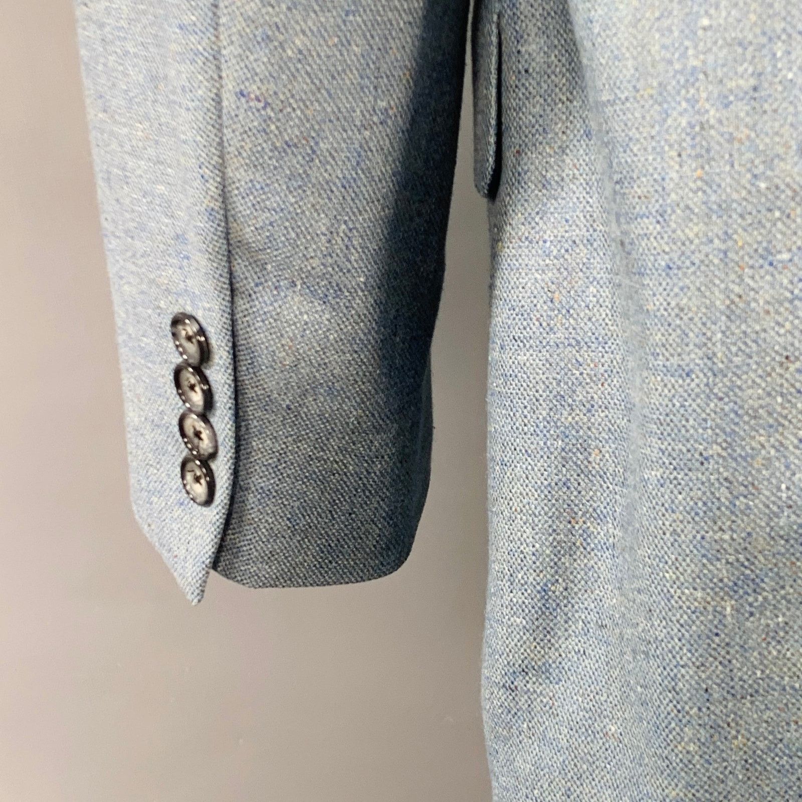 Other Size 42 Long Blue Cream Textured Single breasted Sport Coat Size 42L - 5 Thumbnail
