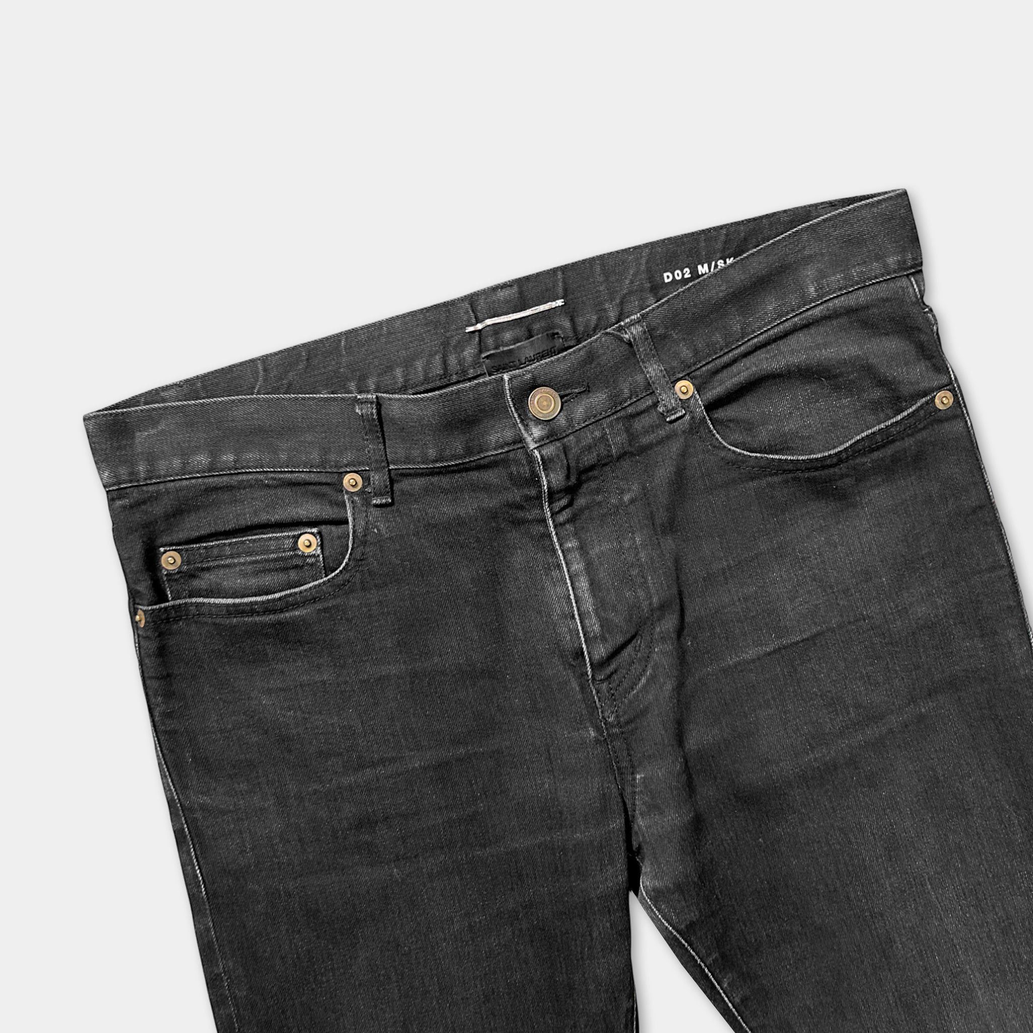 Saint Laurent Paris Saint Laurent 2014 Hedi Slimane Black Frayed Skinny Jeans Size US 32 / EU 48 - 2 Thumbnail