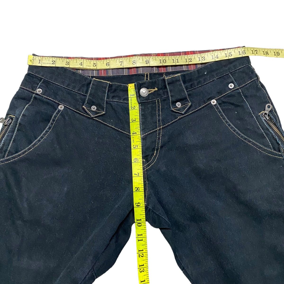 PPFM PPFM Checkered Denim Jeans Cropped Size US 31 - 16 Thumbnail