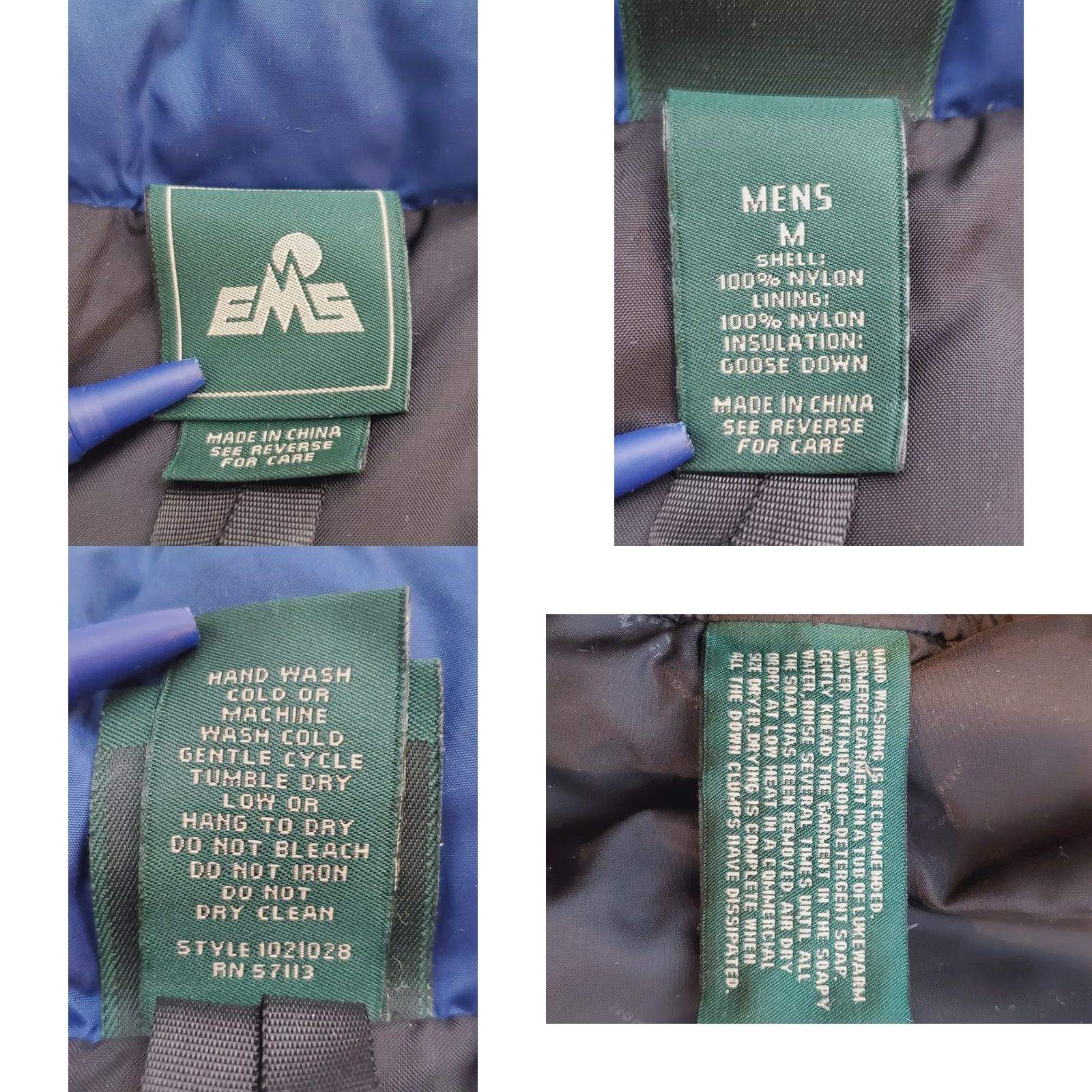 Eastern Mountain Sports EMS Goose Down Puffer Vest Cobalt Blue Packable Men's M Lightweight Insulated Stand-Up Collar Zipper Pocketed Wool? Size US M / EU 48-50 / 2 - 8 Thumbnail