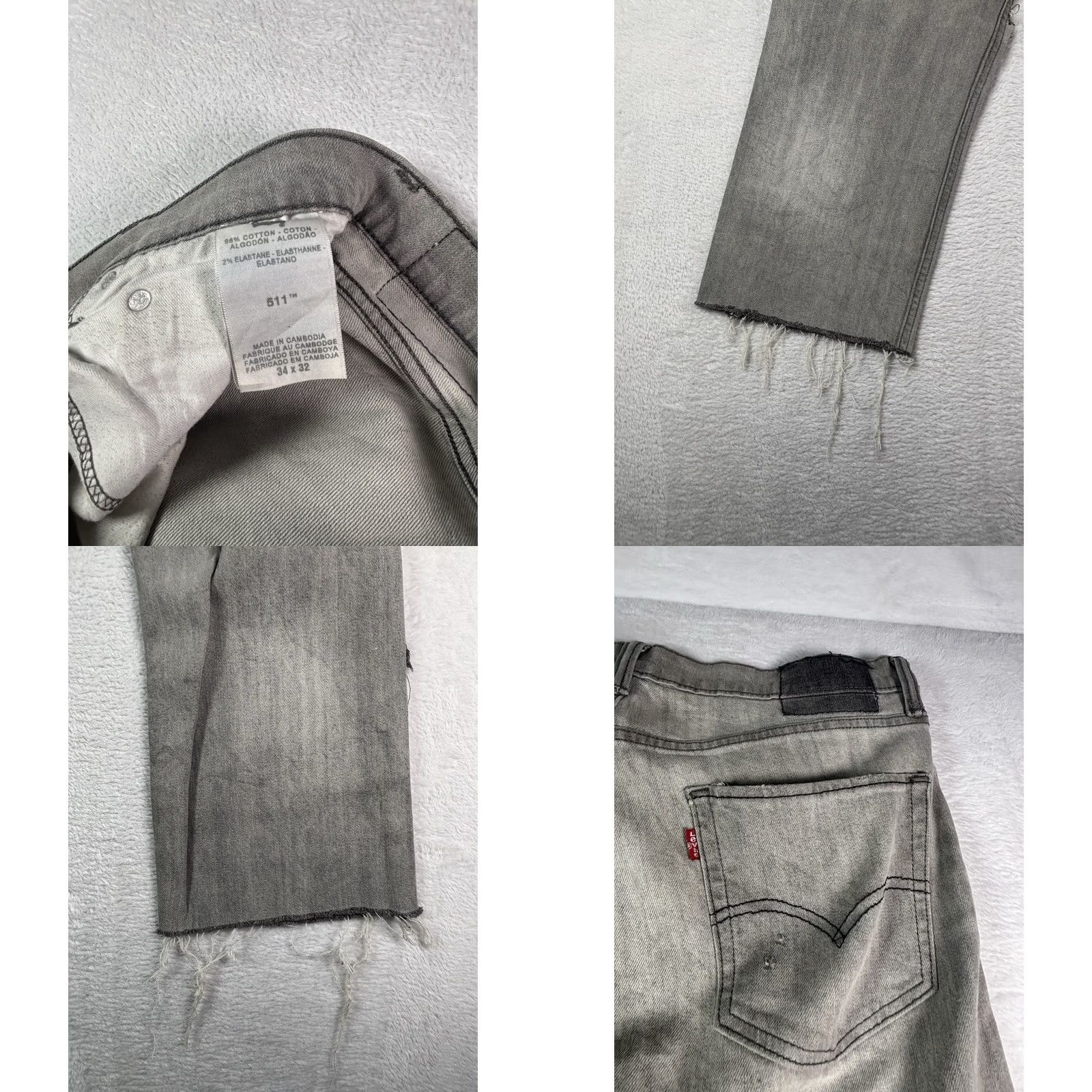 Levi's Levi's 511 Jeans Slim Straight Regular 34x24 Gray Distressed 5-Pocket Denim Boys? No—Men 34x32 Size US 34 / EU 50 - 8 Thumbnail