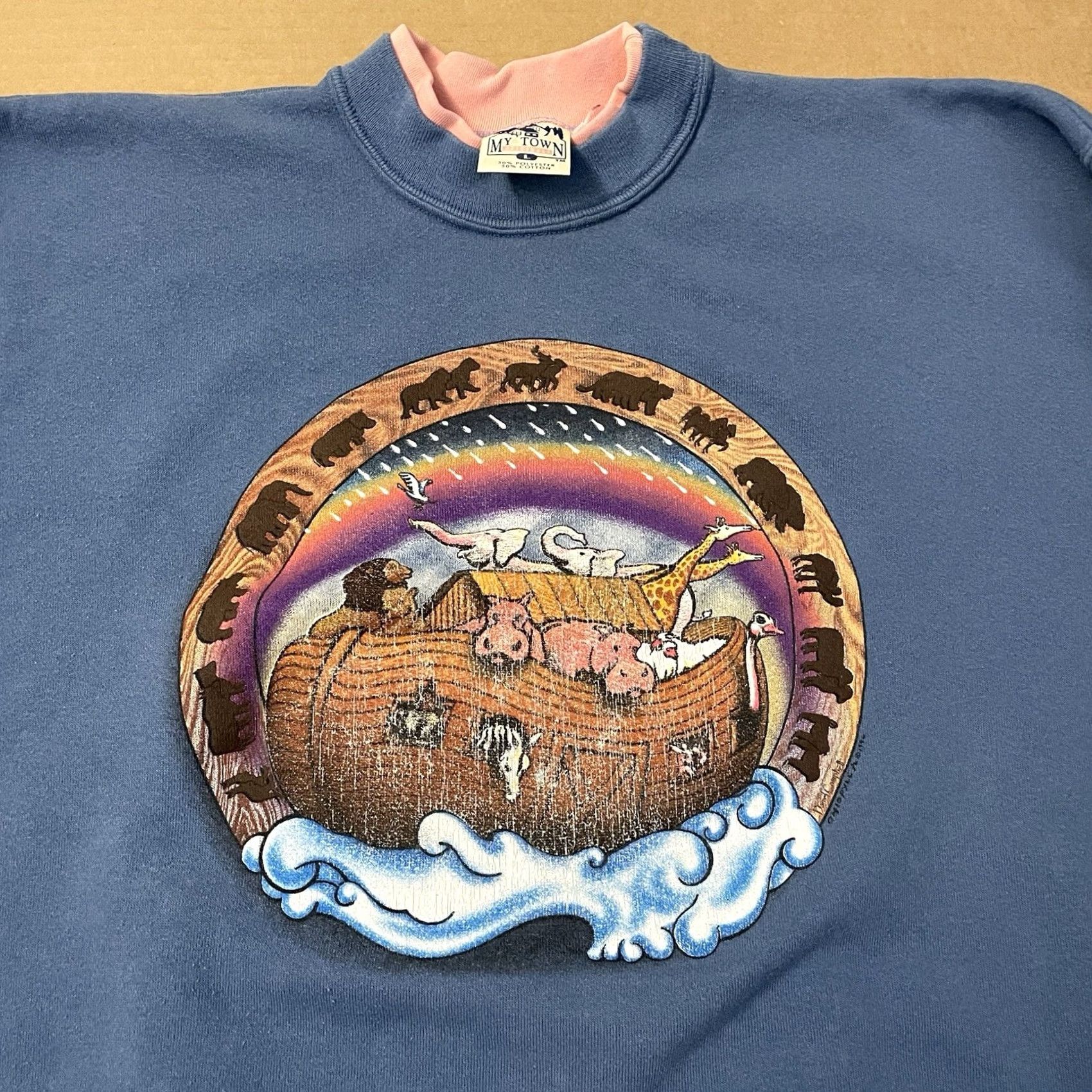 Noah VINTAGE My Town Sweatshirt Shirt Adults Large Blue Graphic Print 90s Y2K USA Mens Size US L / EU 52-54 / 3 - 5 Thumbnail