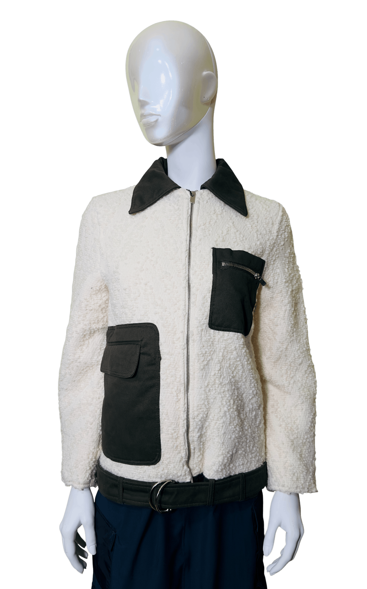 Elleme Elleme Paris White Teddy Jacket with Dark Green Accents Size XS / US 0-2 / IT 36-38 - 1 Thumbnail