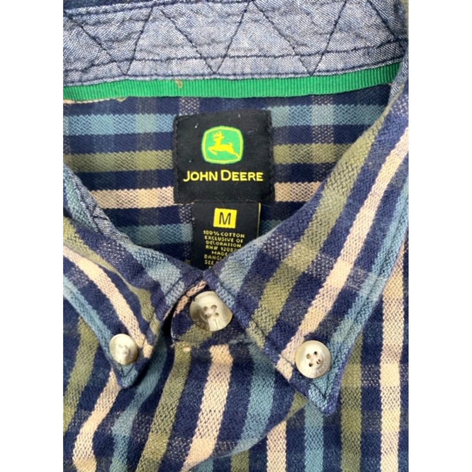 John Deere John Deere Mens Medium Long Sleeve Button-Up Striped Flannel 100% Cotton Shirt Size US XL / EU 56 / 4 - 6 Thumbnail