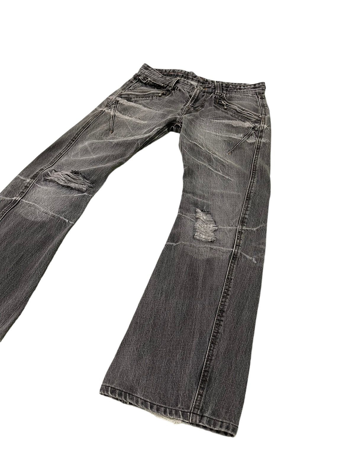 Japanese Brand Flare Jeans Nicole Club Distress Low Rise Boot Cut 6🟦8 Size US 32 / EU 48 - 3 Thumbnail