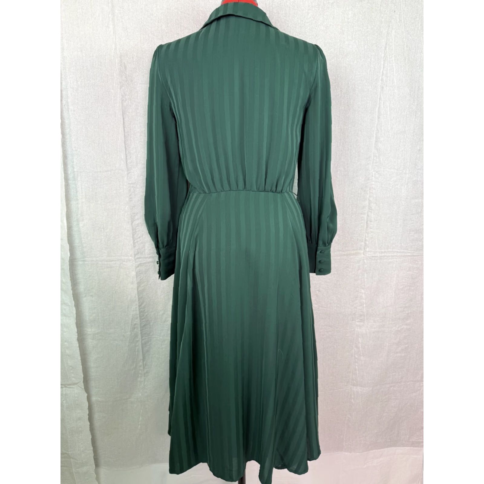 VINTAGE ModCloth Green A-Line Dress Long Sleeve Balloon Sleeve Knee Length  Bohemian Cottagecore 6 Womens