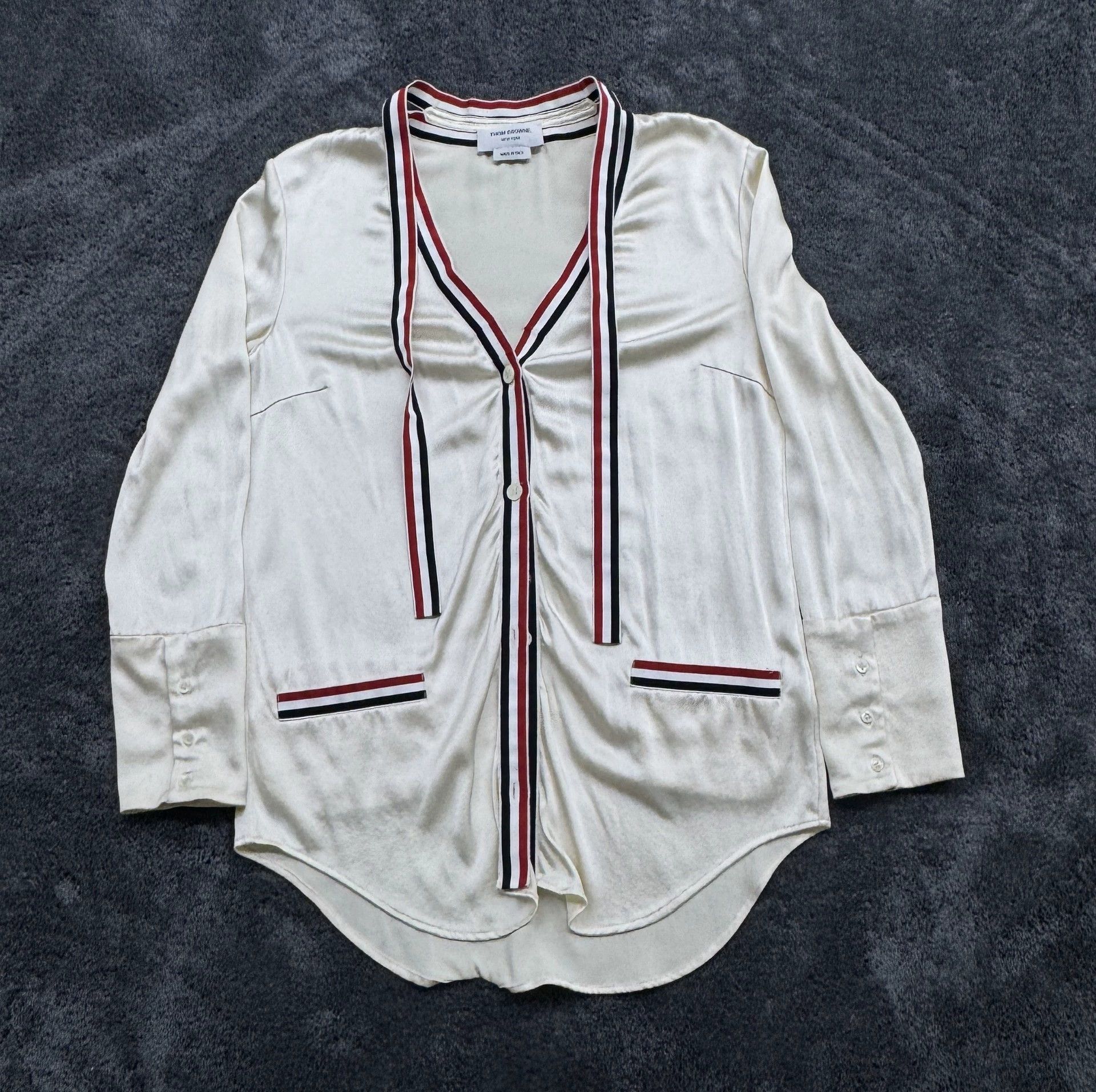 Thom Browne Thom Browne Striped Silk Cardigan Size 40 Size US M / EU 48-50 / 2 - 1 Thumbnail