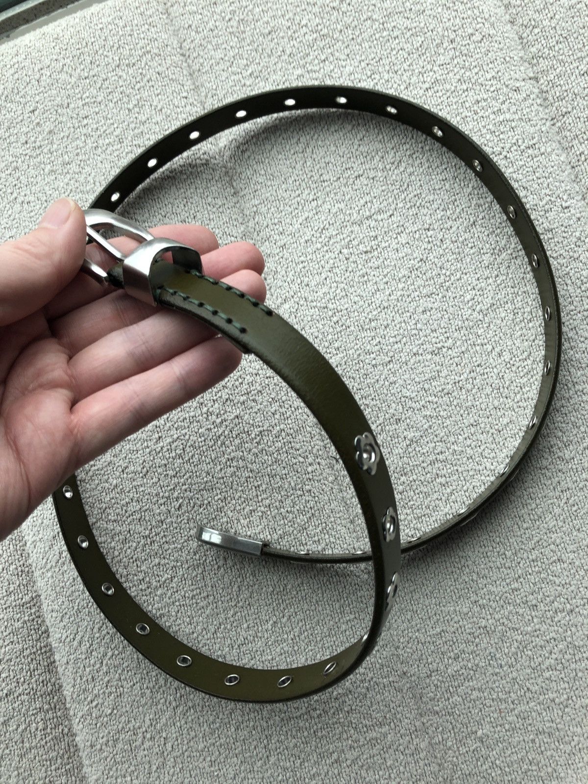 our legacy Flowers On Olive Leather ベルト