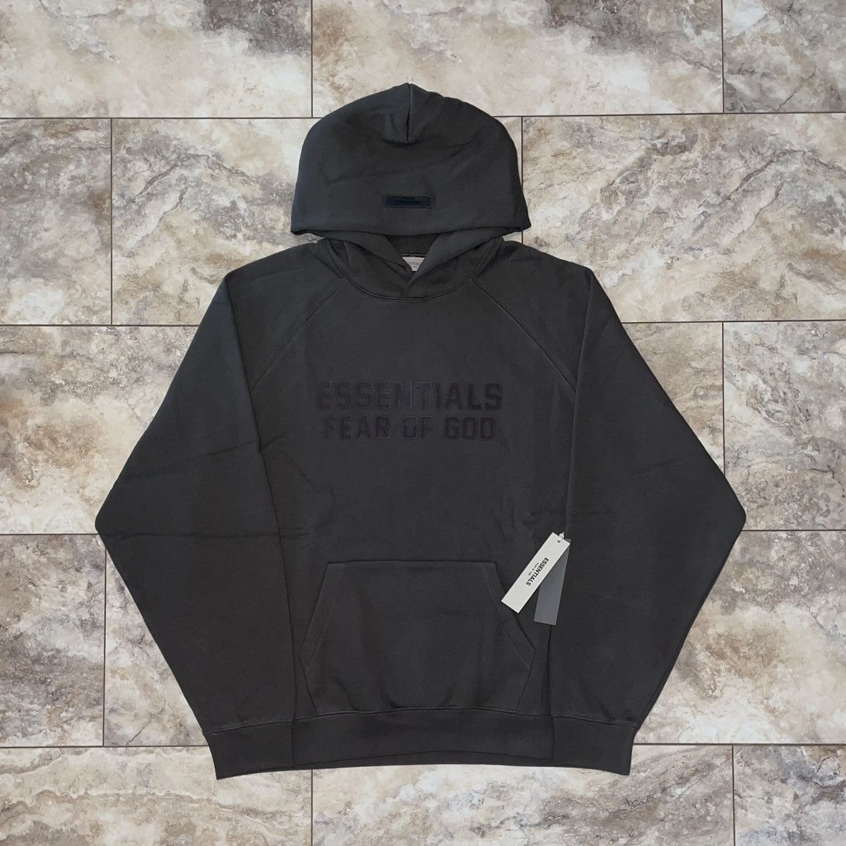 Fear of God Essentials Raglan Hoodie Gray Off Black Size XL