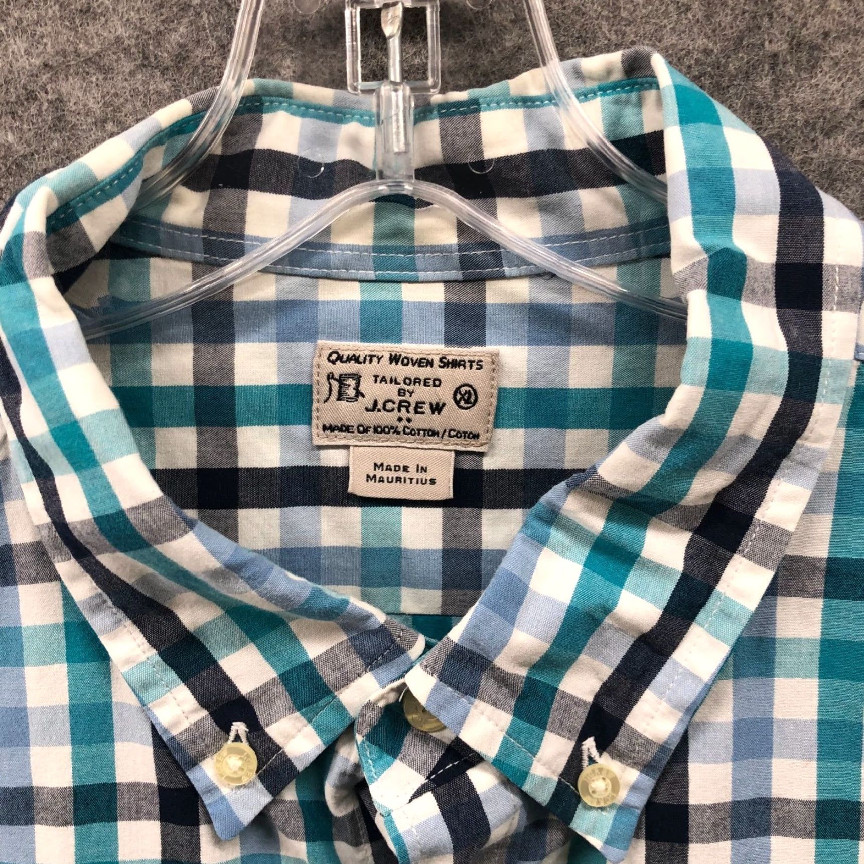 J.Crew J.CREW Shirt XL Button-Down Long Sleeve Plaid Cotton Mens Blue White Tailored Size US XL / EU 56 / 4 - 5 Thumbnail
