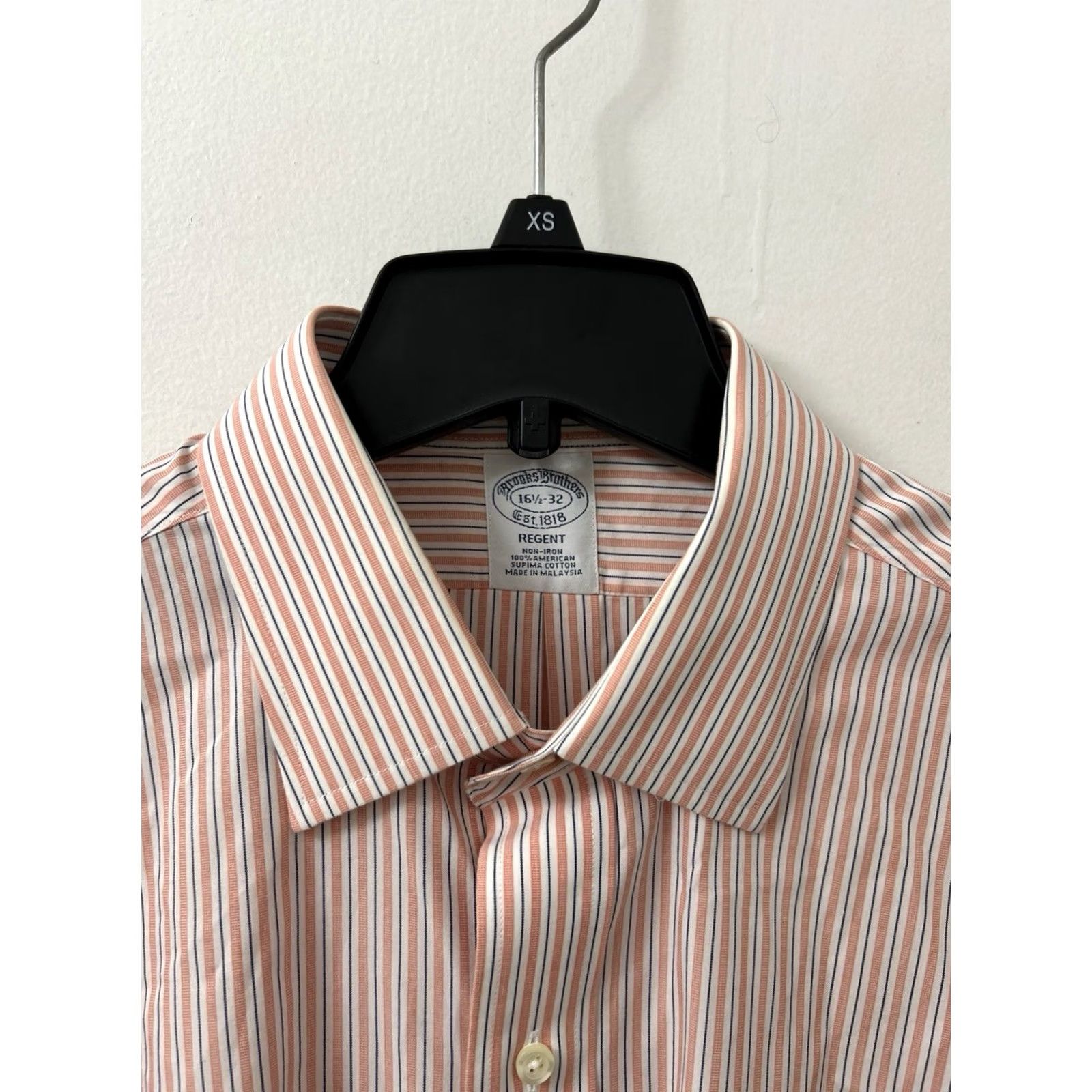 Brooks Brothers Brooks Brothers Shirt Mens 16.5 Orange White Striped Regent Non Iron L/S Dress Shirt Louis Reg Reviews? Size US XL / EU 56 / 4 - 5 Thumbnail