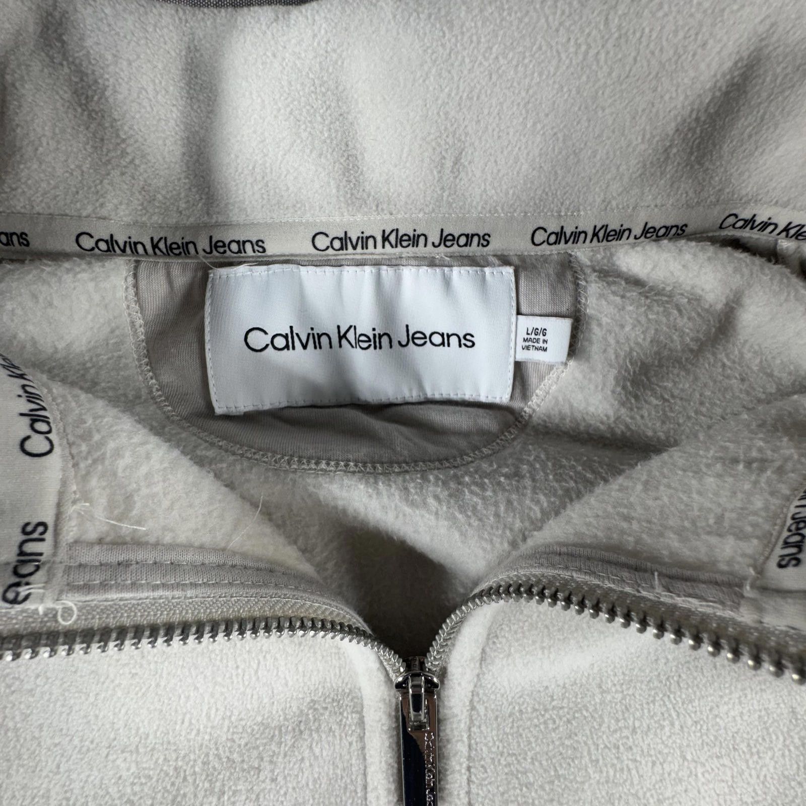 Other Calvin Klein Jeans Fleece Women's L Cream Full Zip Size L / US 10 / IT 46 - 3 Thumbnail