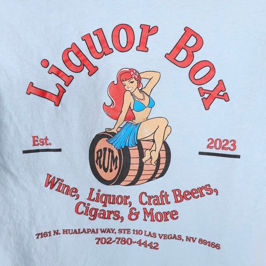 Gildan Liquor Box T Shirt Mens Size Large Blue Las Vegas Pin Up Size US L / EU 52-54 / 3 - 4 Thumbnail