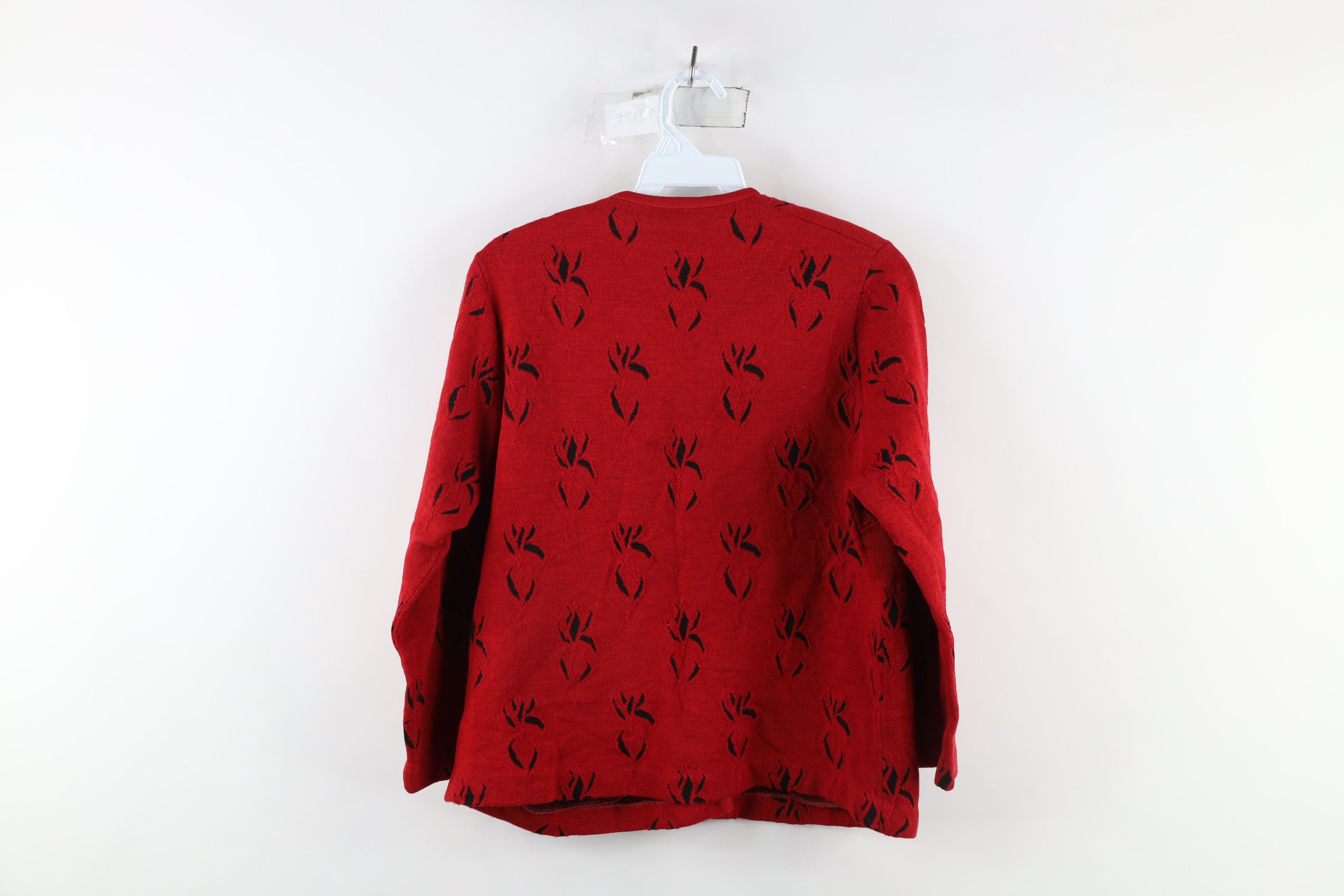 Vintage Vintage 50s 60s Rockabilly Flower Cardigan Sweater Paris Red Size S / US 4 / IT 40 - 6 Thumbnail