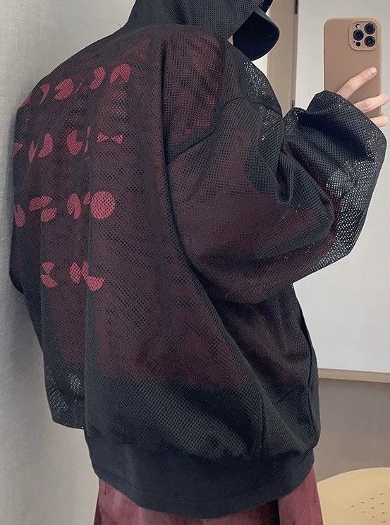 Japanese Brand × Vintage Avant garde punk double layer gothic letters mesh hoodie Size US XXL / EU 58 / 5 - 4 Thumbnail