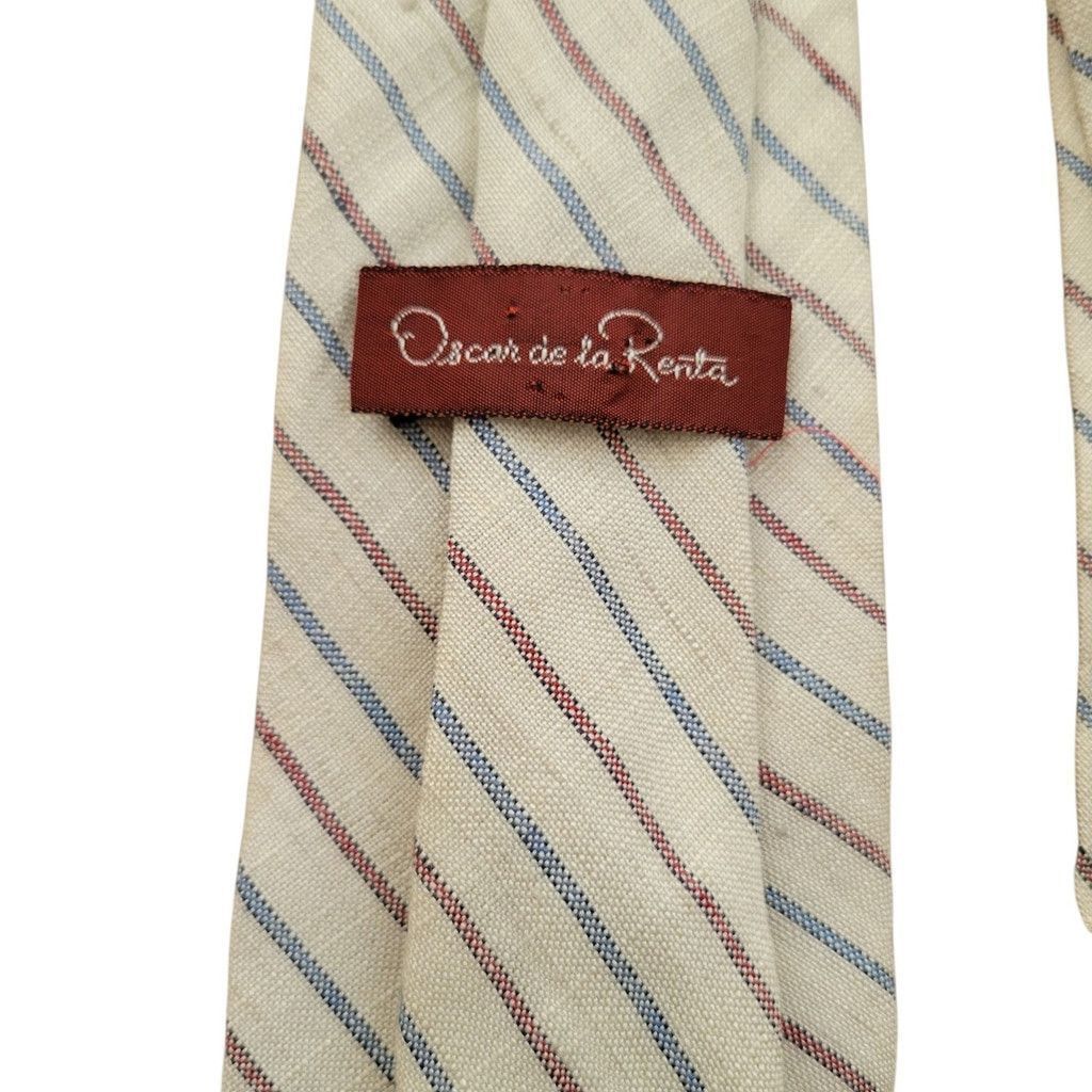 Oscar De La Renta Oscar De La Renta Men's Beige Striped Tie 60"X3.5" Size ONE SIZE - 4 Thumbnail