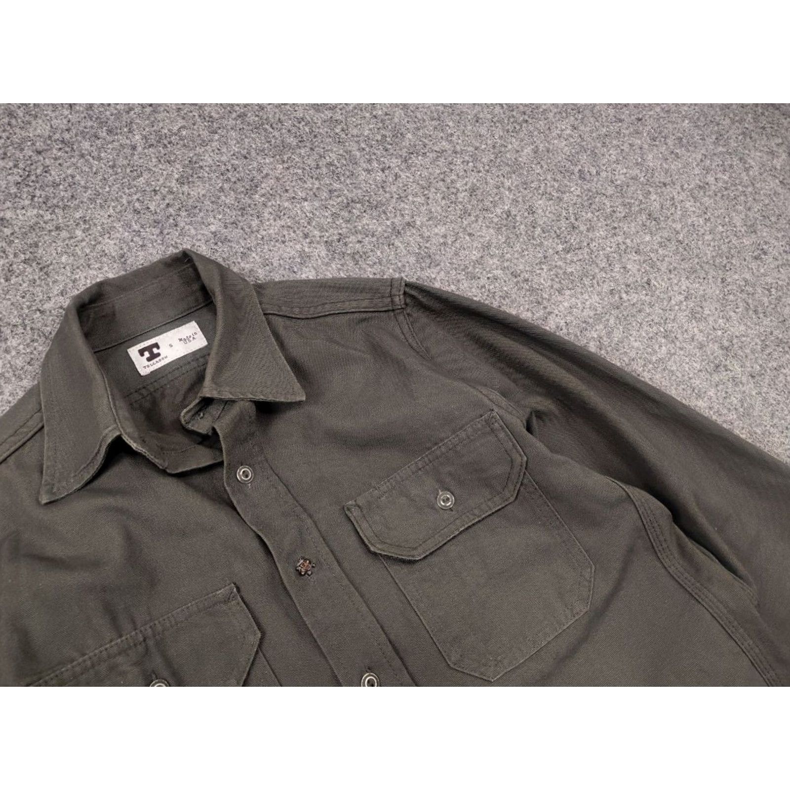 Tellason VINTAGE Tellason Olive Drab Flap Pockets Long Sleeve Button Up Work Shirt USA Size US S / EU 44-46 / 1 - 5 Thumbnail