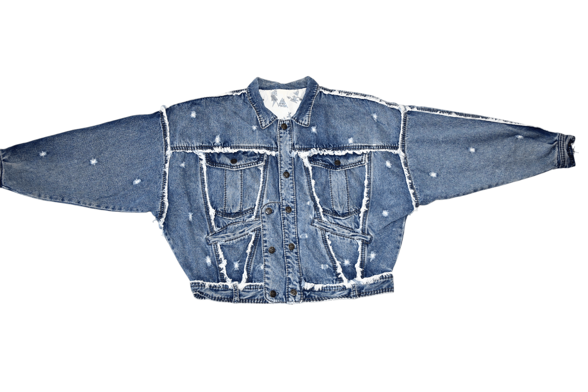 Japanese Brand ARCHIVE 80's NO! Jeans by Claude Attias Fringed Baggy Jacket Size US M / EU 48-50 / 2 - 13 Thumbnail